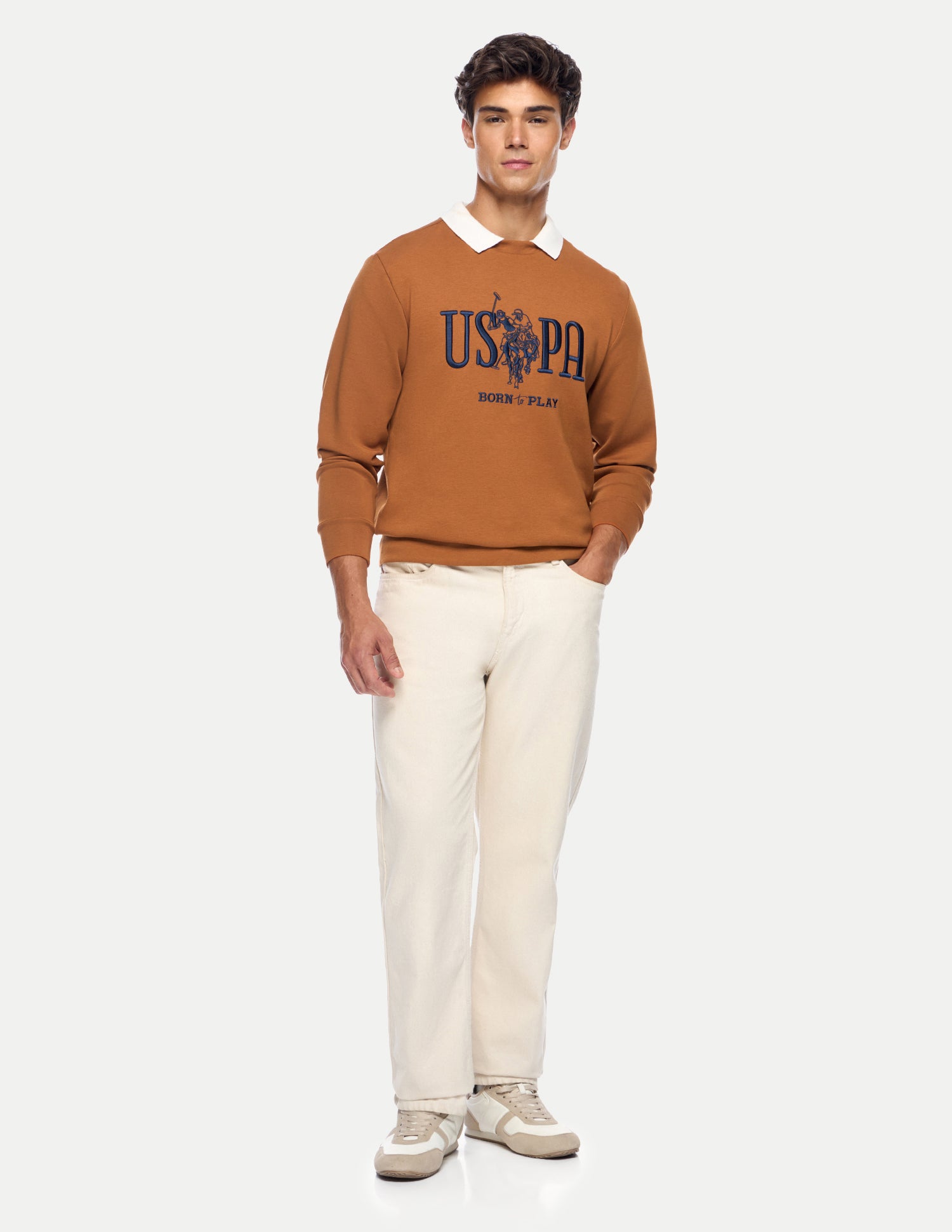 Brand Embroidered Slim Fit Sweatshirt Orange - U.S. Polo Assn. India | Large
