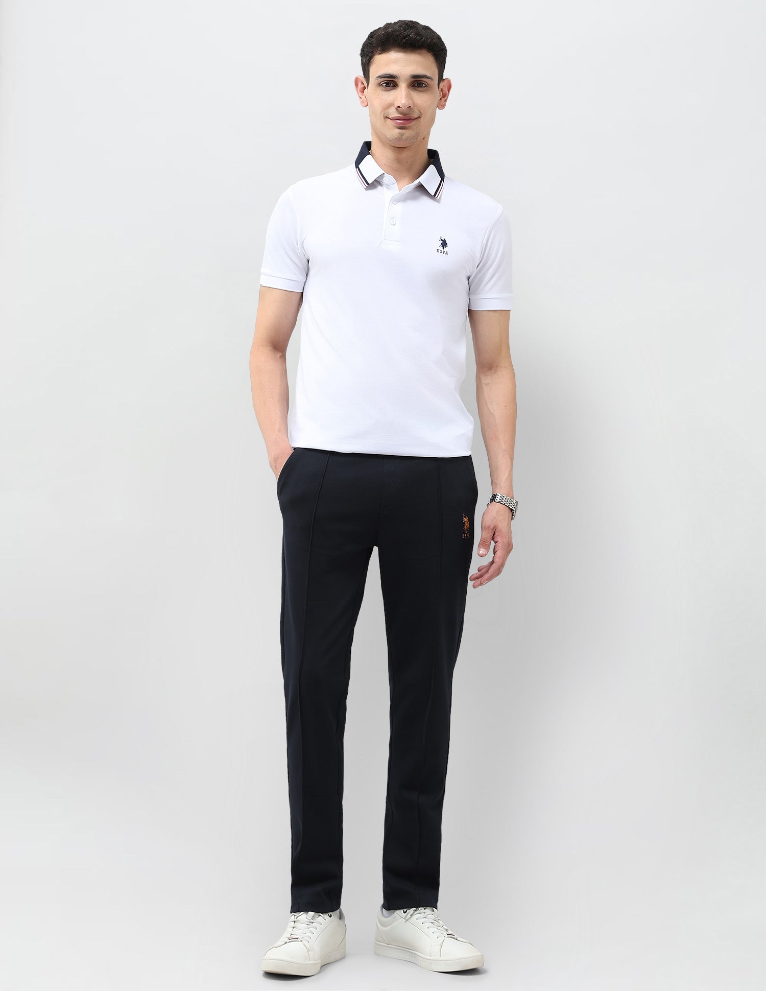 Mid Rise Solid Track Pants Navy - U.S. Polo Assn. India | Large