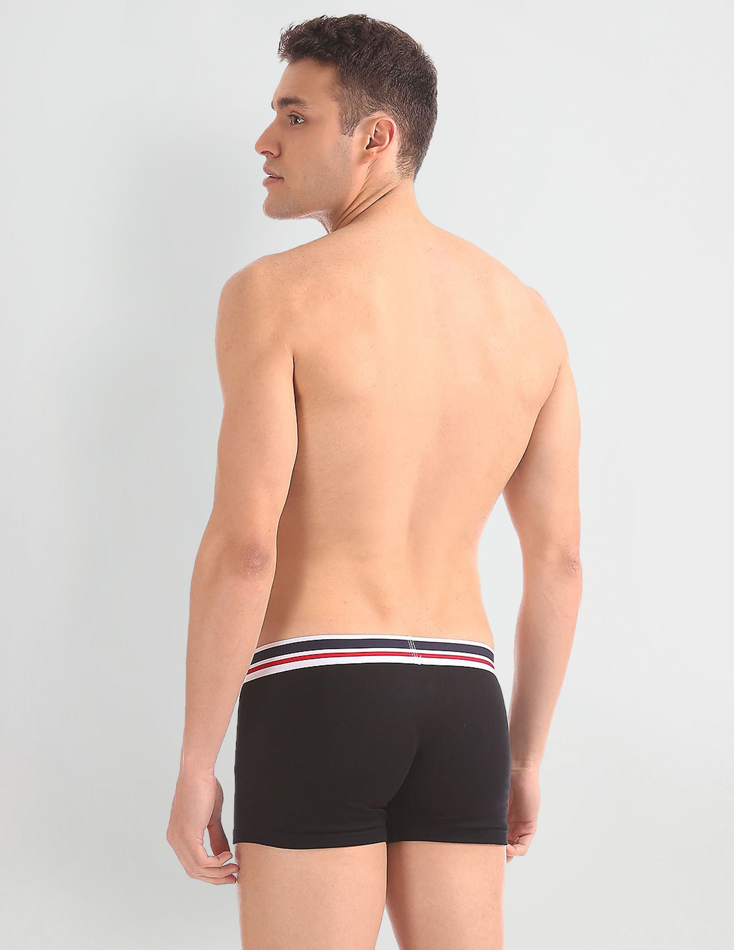 Pure Cotton Contrast Waist I641 Trunks - Pack Of 1 Black - U.S. POLO ASSN. | Large