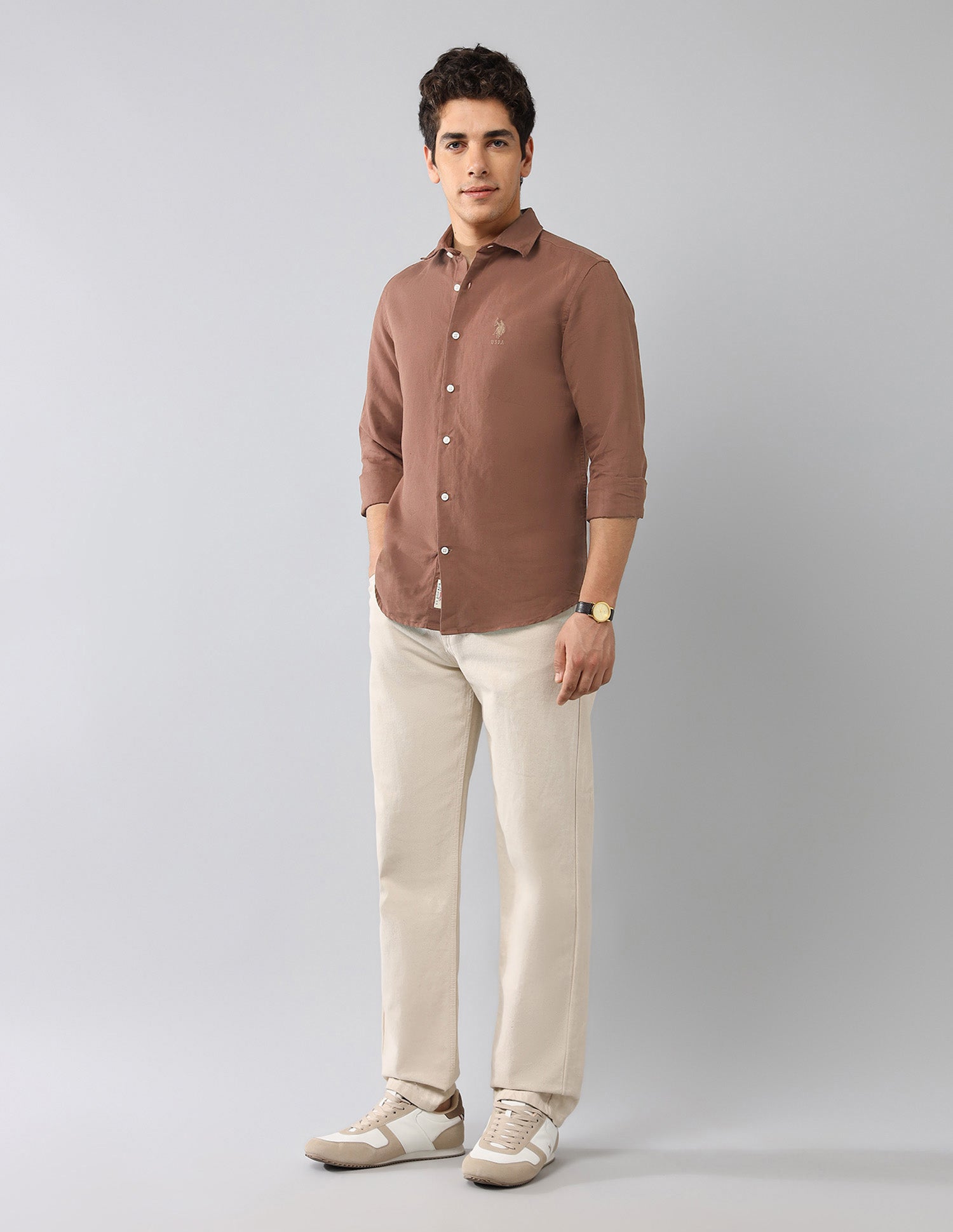 Solid Regular Fit Shirt Rust - U.S. Polo Assn. India | Large