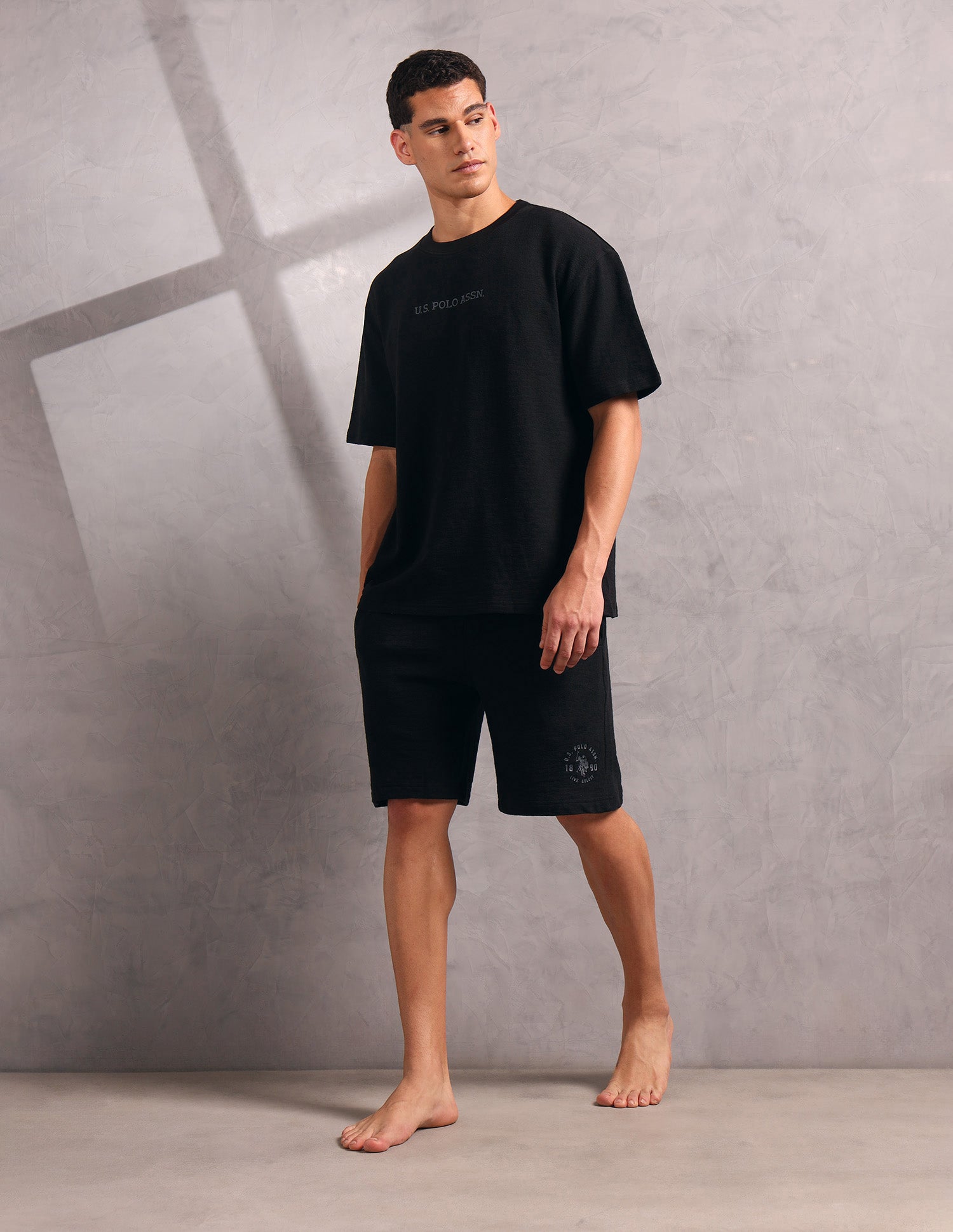 Pure Cotton Oversized Fit PE004 Lounge T-Shirt - Pack Of 1 Black - U.S. POLO ASSN. | Large
