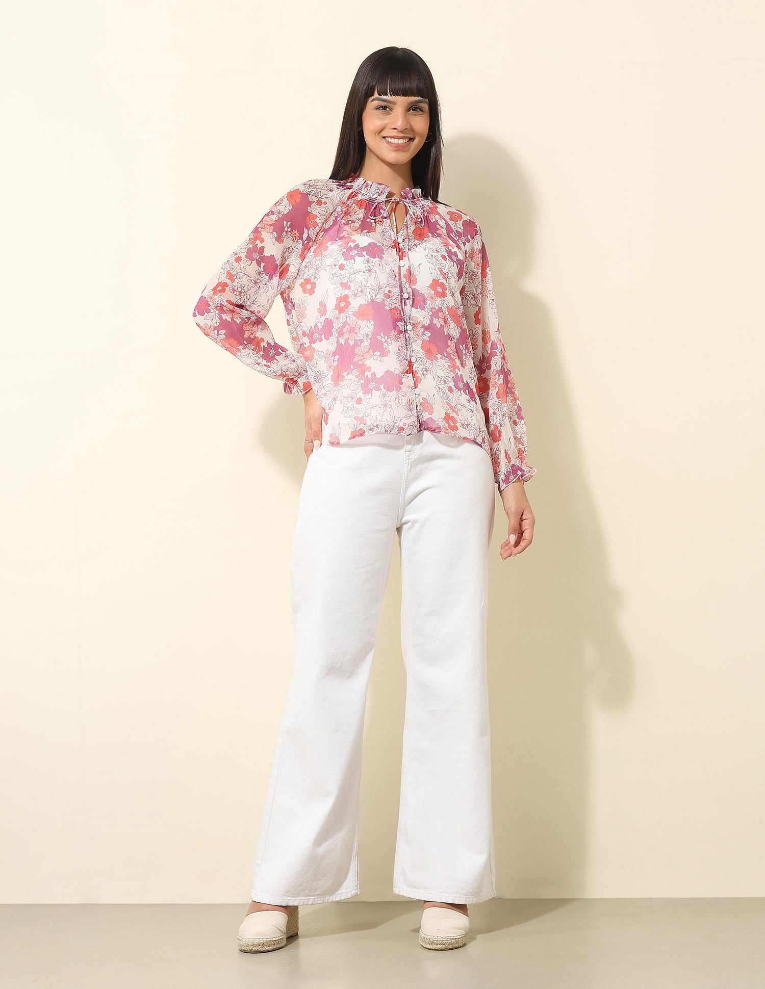 Sheer Floral Printed Top Multi-colour - U.S. POLO ASSN. | Large