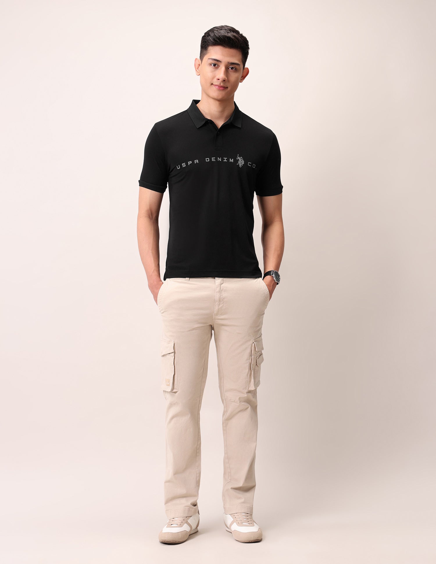 Muscle Fit Outdoor Polo Shirt Black - U.S. Polo Assn. India | Large