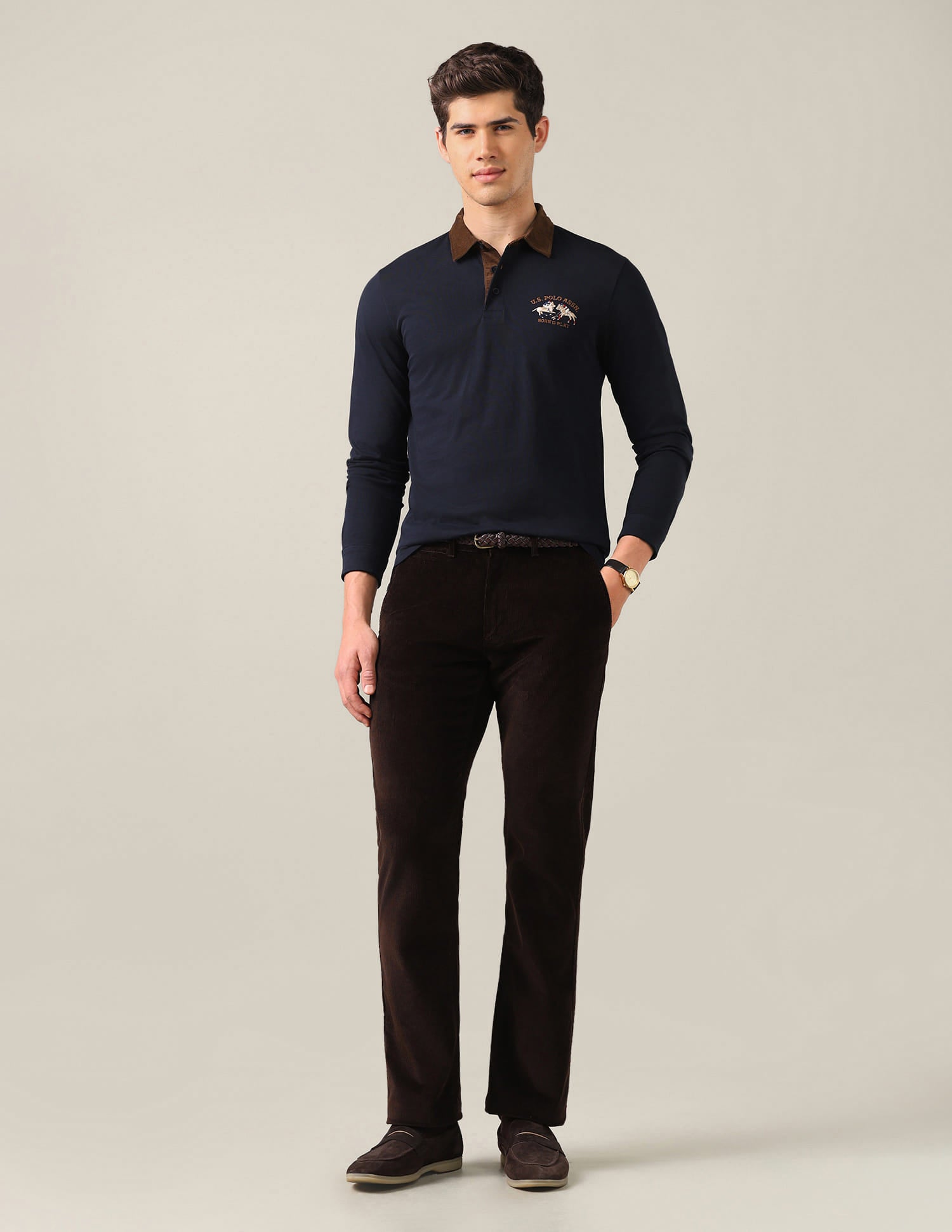 Solid Slim Fit Polo Shirt Blue - U.S. Polo Assn. India | Large