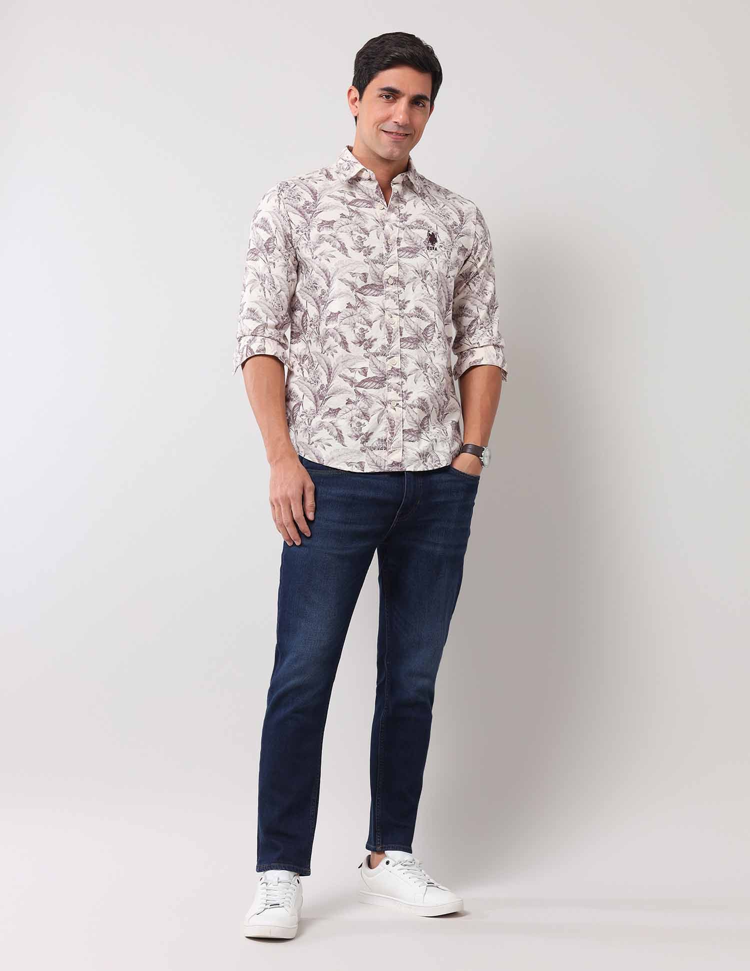 Regular Fit All-Over Shirt Brown - U.S. POLO ASSN. | Large