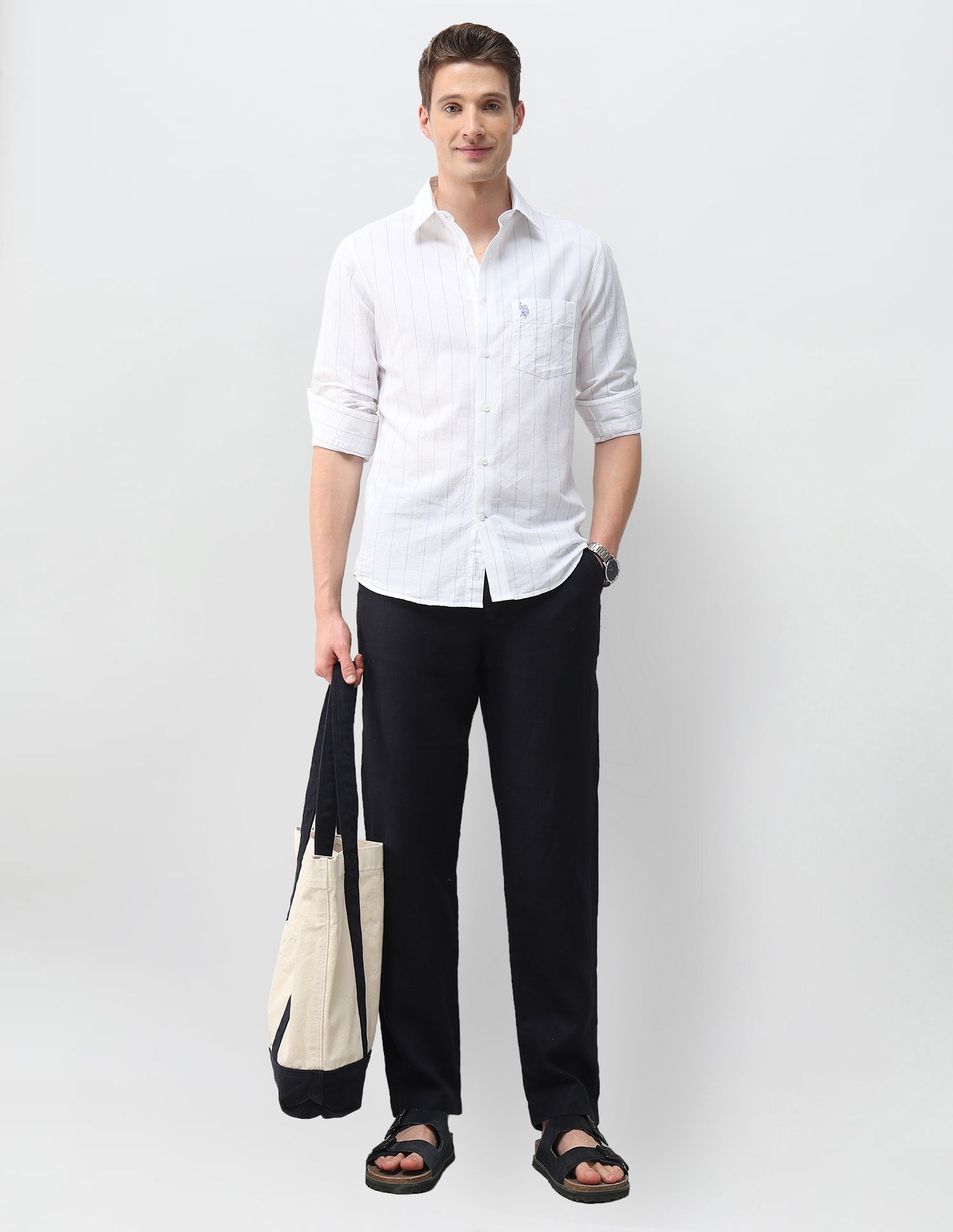 Pacho X Vertical Striped Regular Fit Shirt Blue - U.S. Polo Assn. India | Large