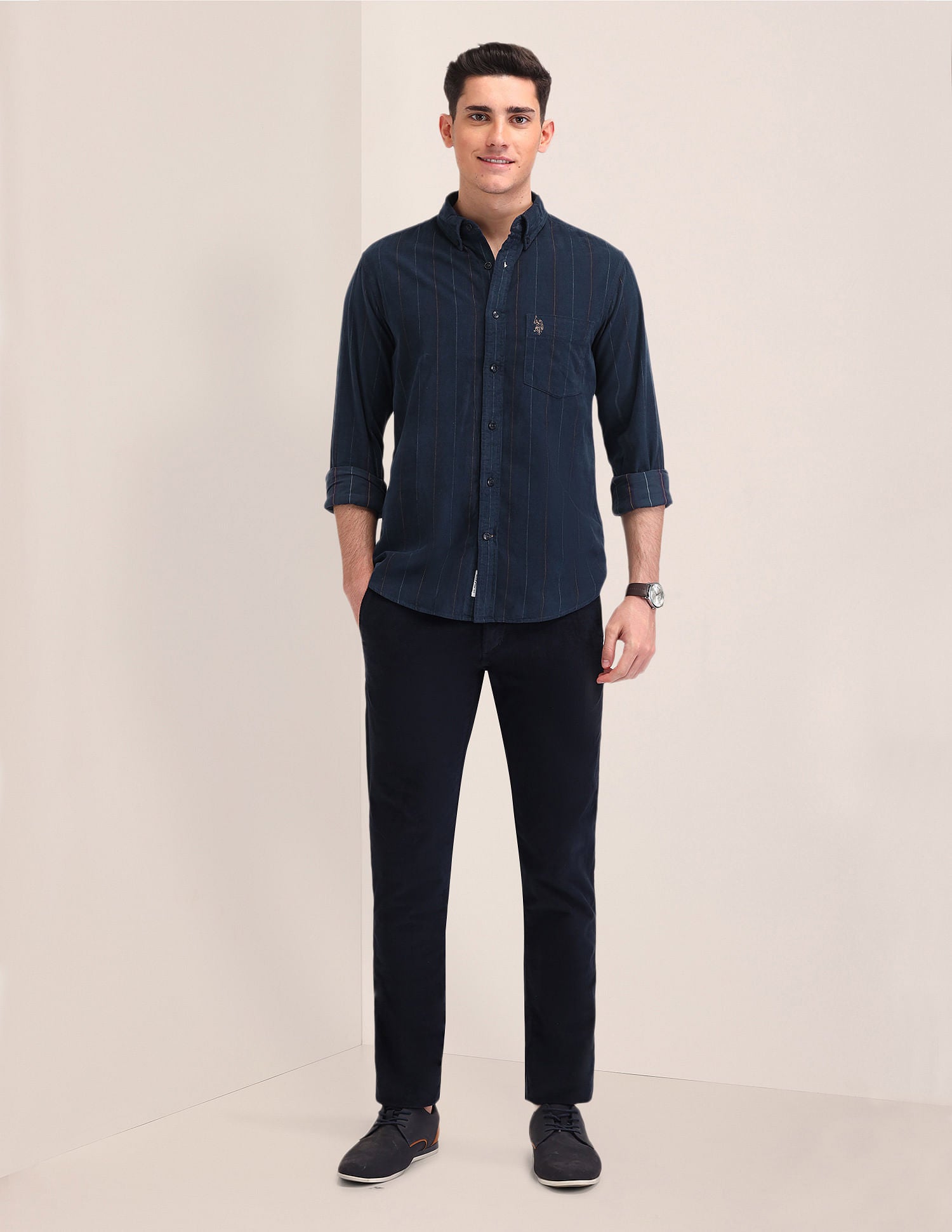 Tailored Fit Button Down Shirt Navy - U.S. Polo Assn. India | Large