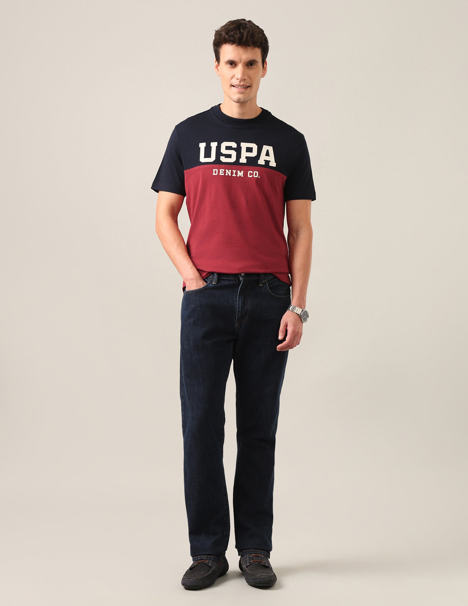 Colourblocked Regular Fit T-Shirt Navy - U.S. Polo Assn. India | Large