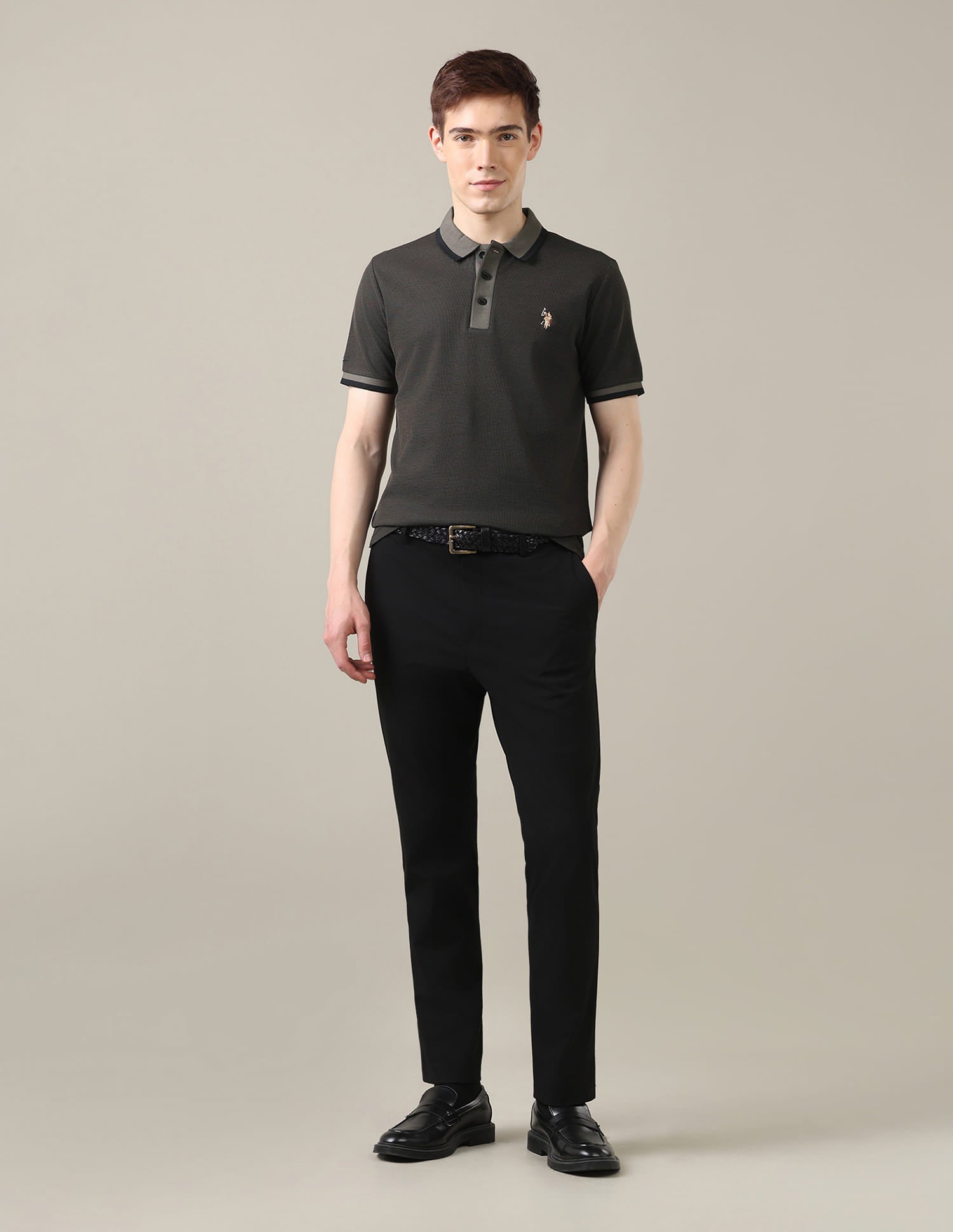 Solid Slim Fit Polo Shirt Grey - U.S. Polo Assn. India | Large