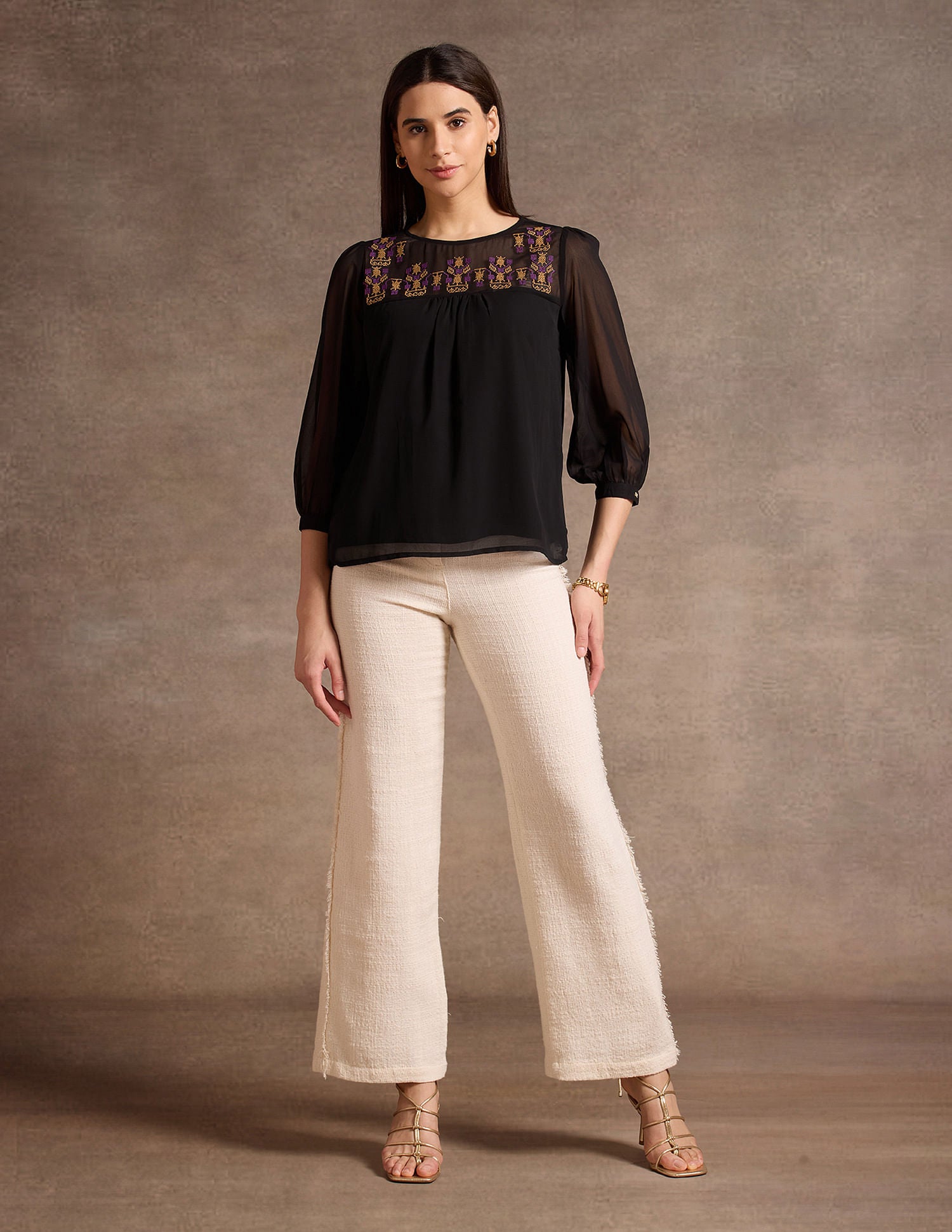 Round Neck Embroidered Top Black - U.S. Polo Assn. India | Large