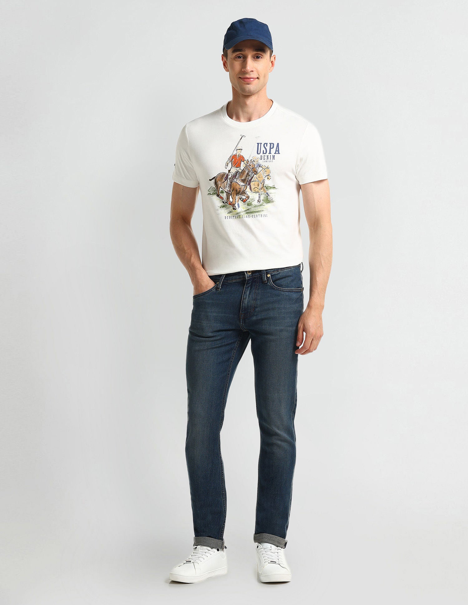 Muscle Fit Graphic T-Shirt White - U.S. Polo Assn. India | Large
