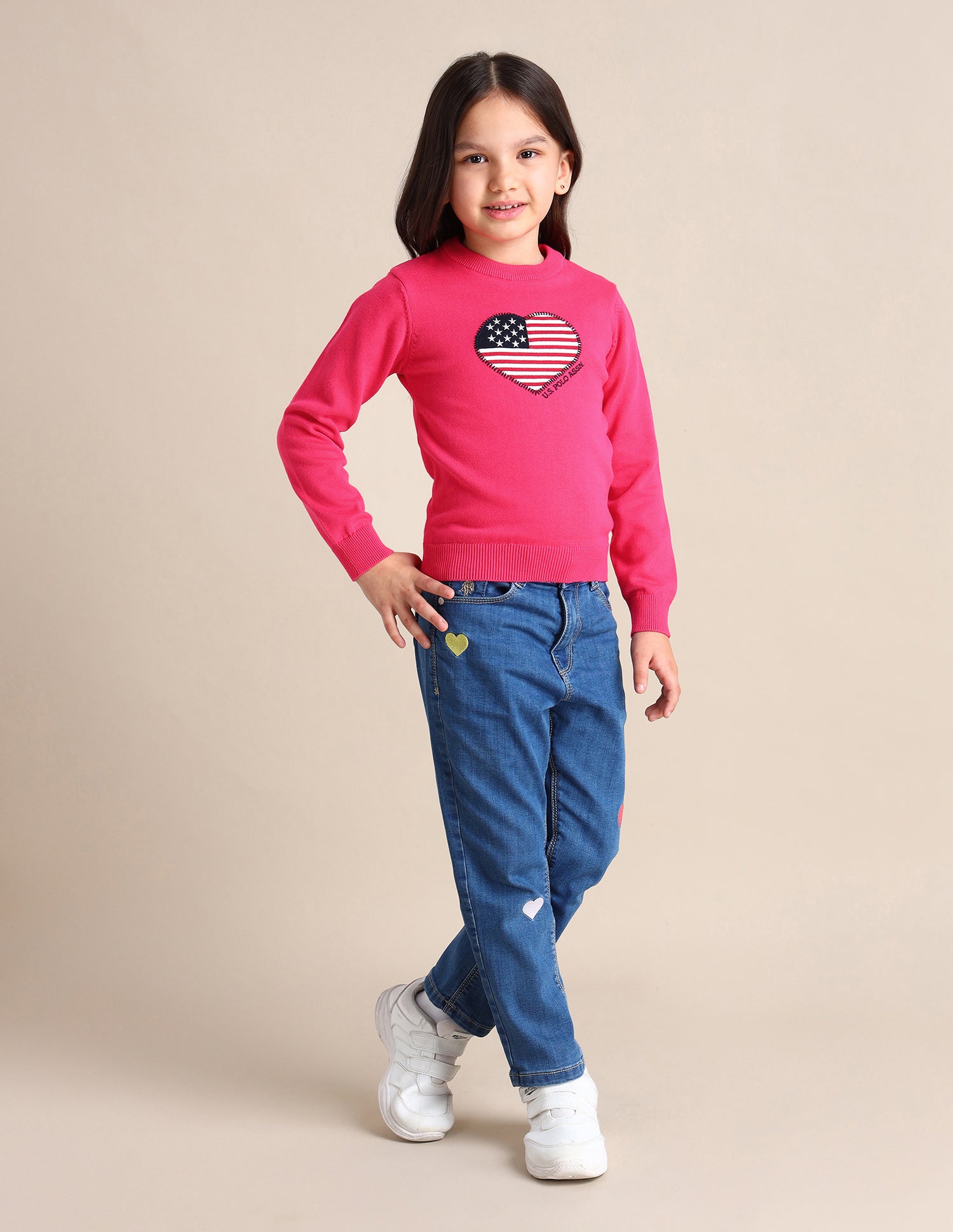 Girls Regular Fit Graphic Printed Sweater Rasberry Pink - U.S. POLO ASSN. | Large