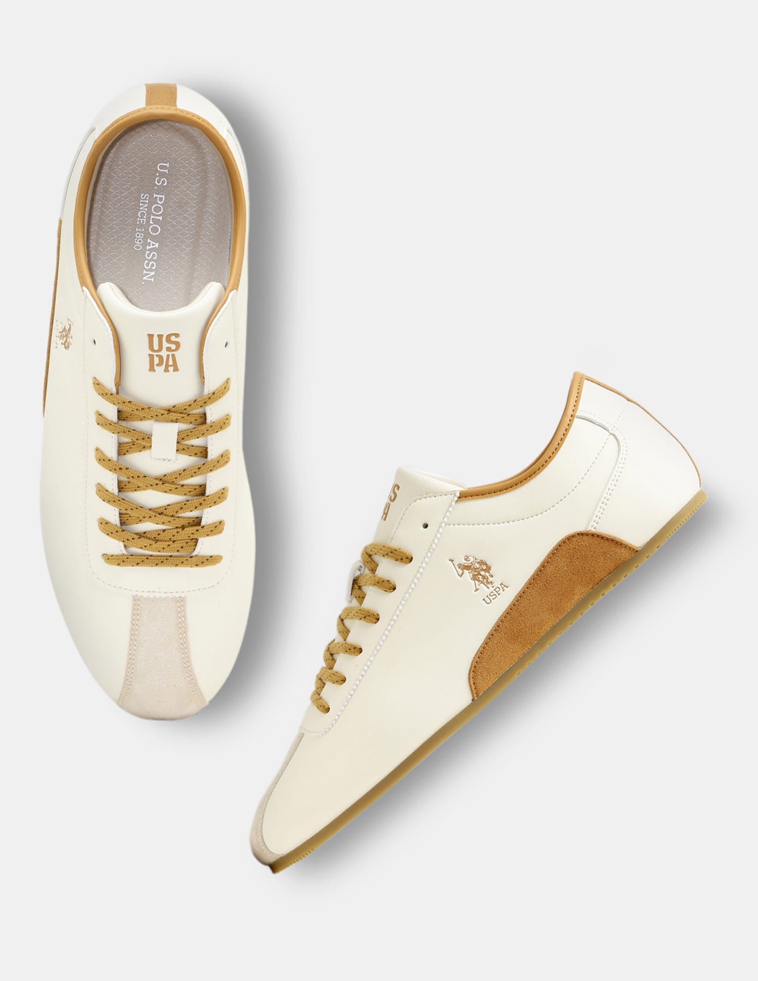 Men Contrast Lace Ups Rush Sneakers Beige - U.S. Polo Assn. India | Large