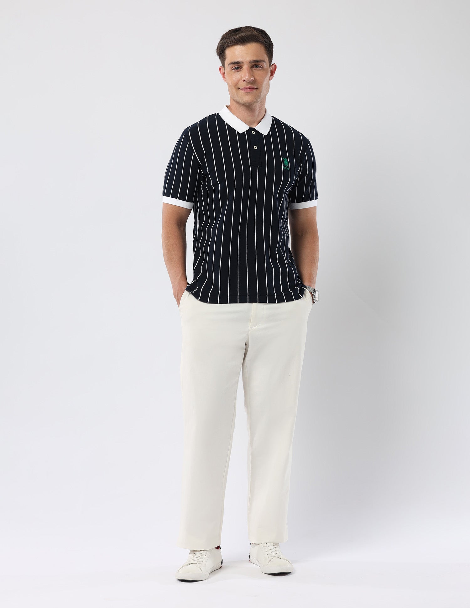 Vertical Striped 135 Anniversary Polo Shirt Navy - U.S. Polo Assn. India | Large