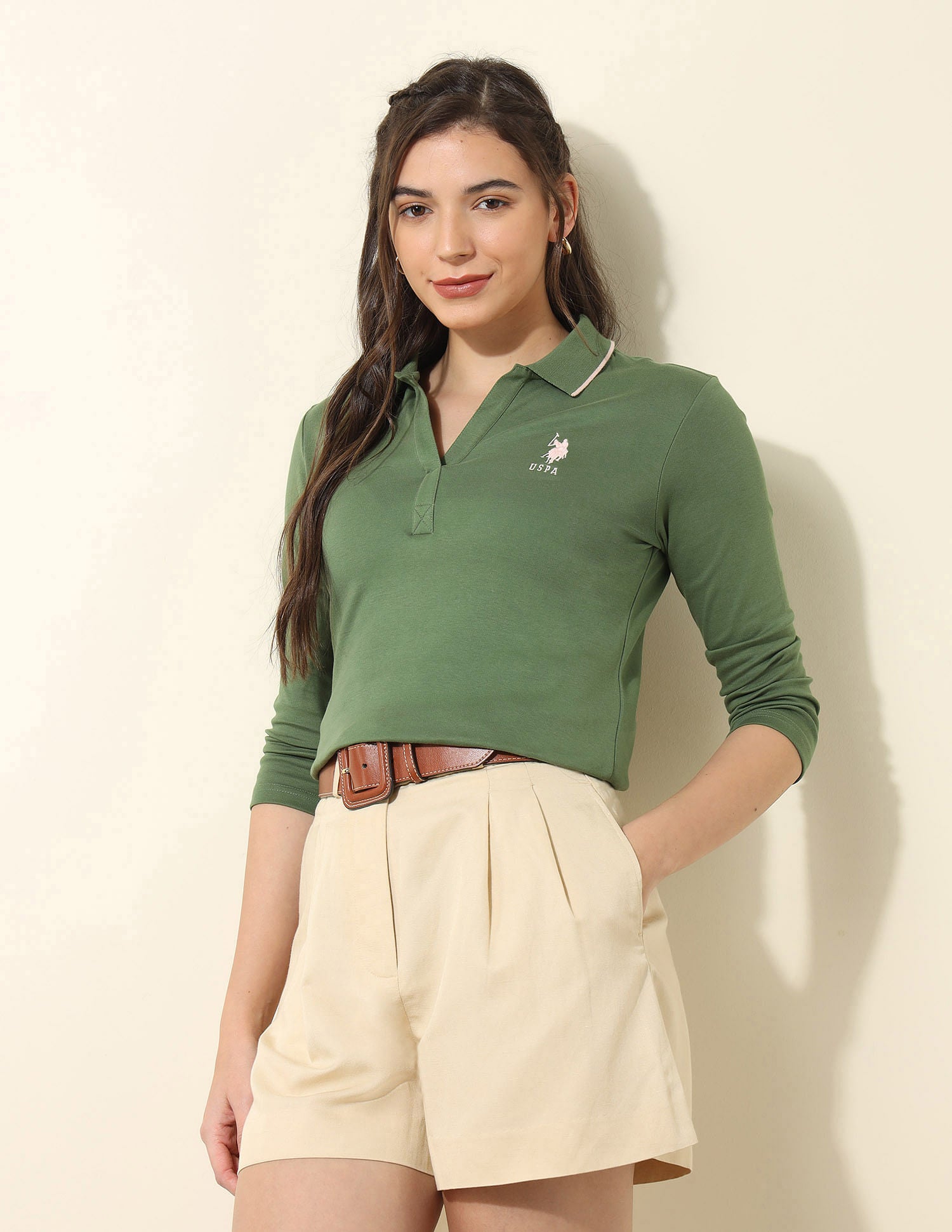 Regular Fit Solid Polo Shirt Green - U.S. POLO ASSN. | Large