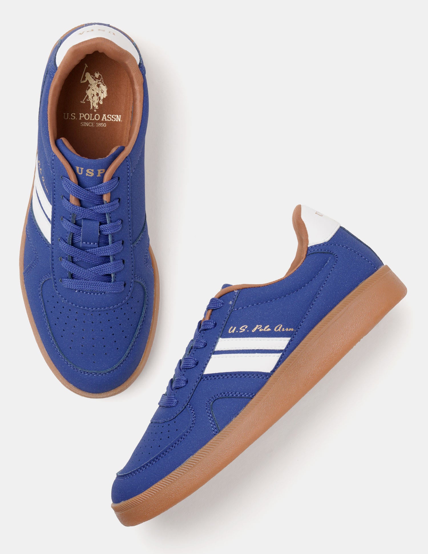 Women Round Toe Edda Striped Sneakers Blue - U.S. Polo Assn. India | Large