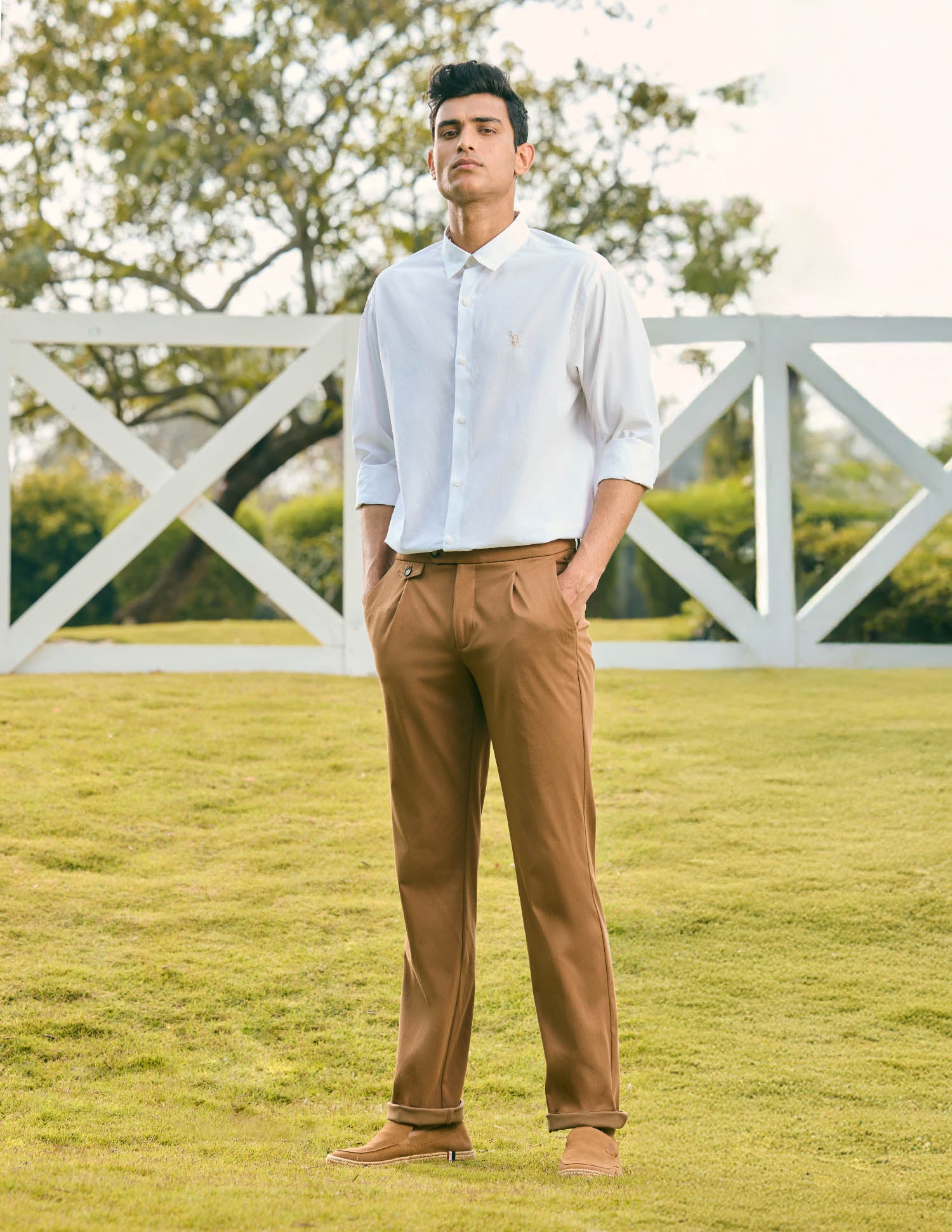 Pacho X Vertical Striped Tailored Fit Shirt White - U.S. POLO ASSN. | Large