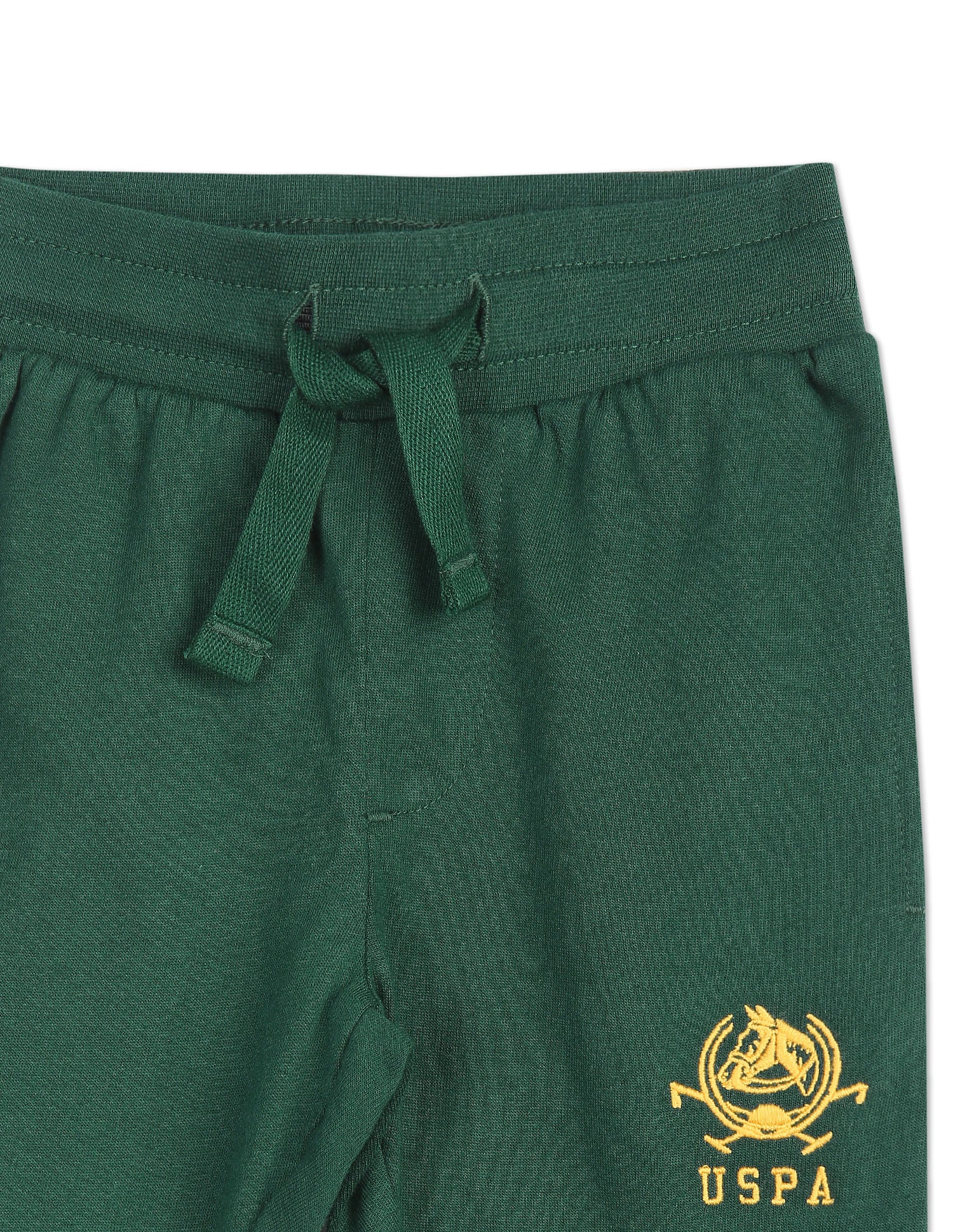 Boys Dark Green Mid Rise Solid Joggers Dark Green - U.S. POLO ASSN. | Large
