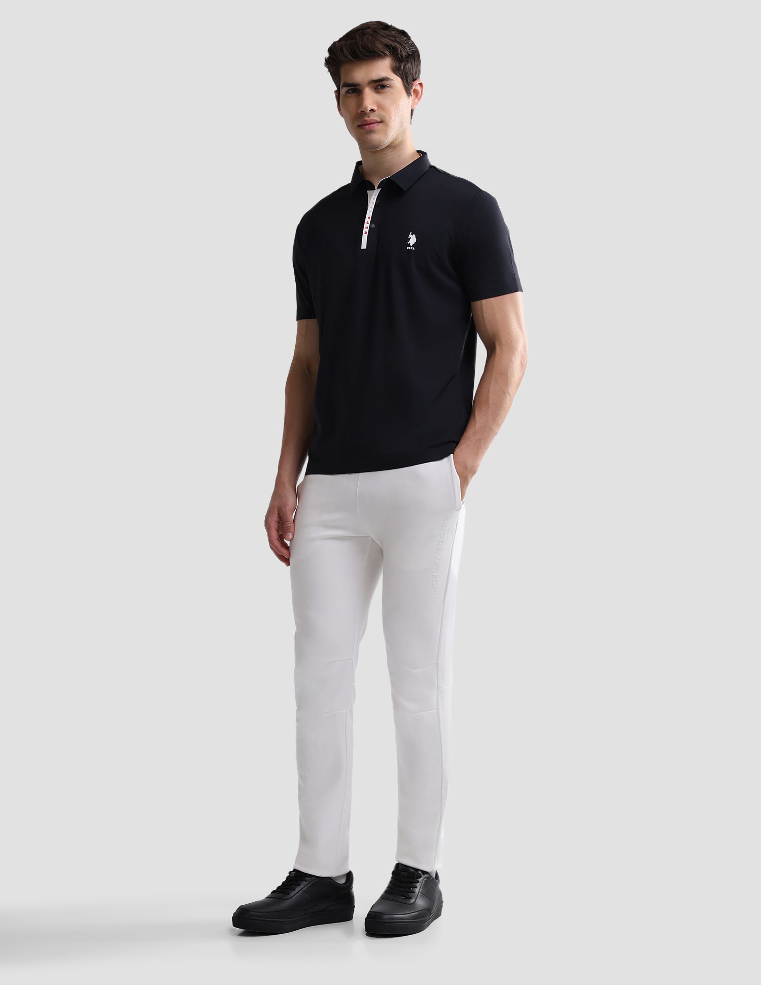 Solid Slim Fit Active Polo Shirt Navy - U.S. Polo Assn. India | Large