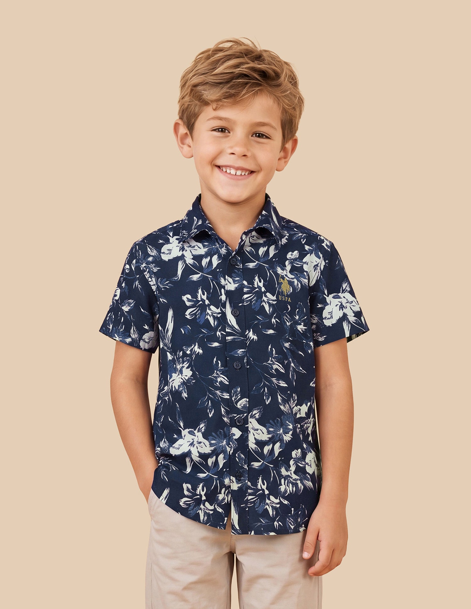 Floral Printed Regular Fit Shirt Navy - U.S. Polo Assn. India | Large
