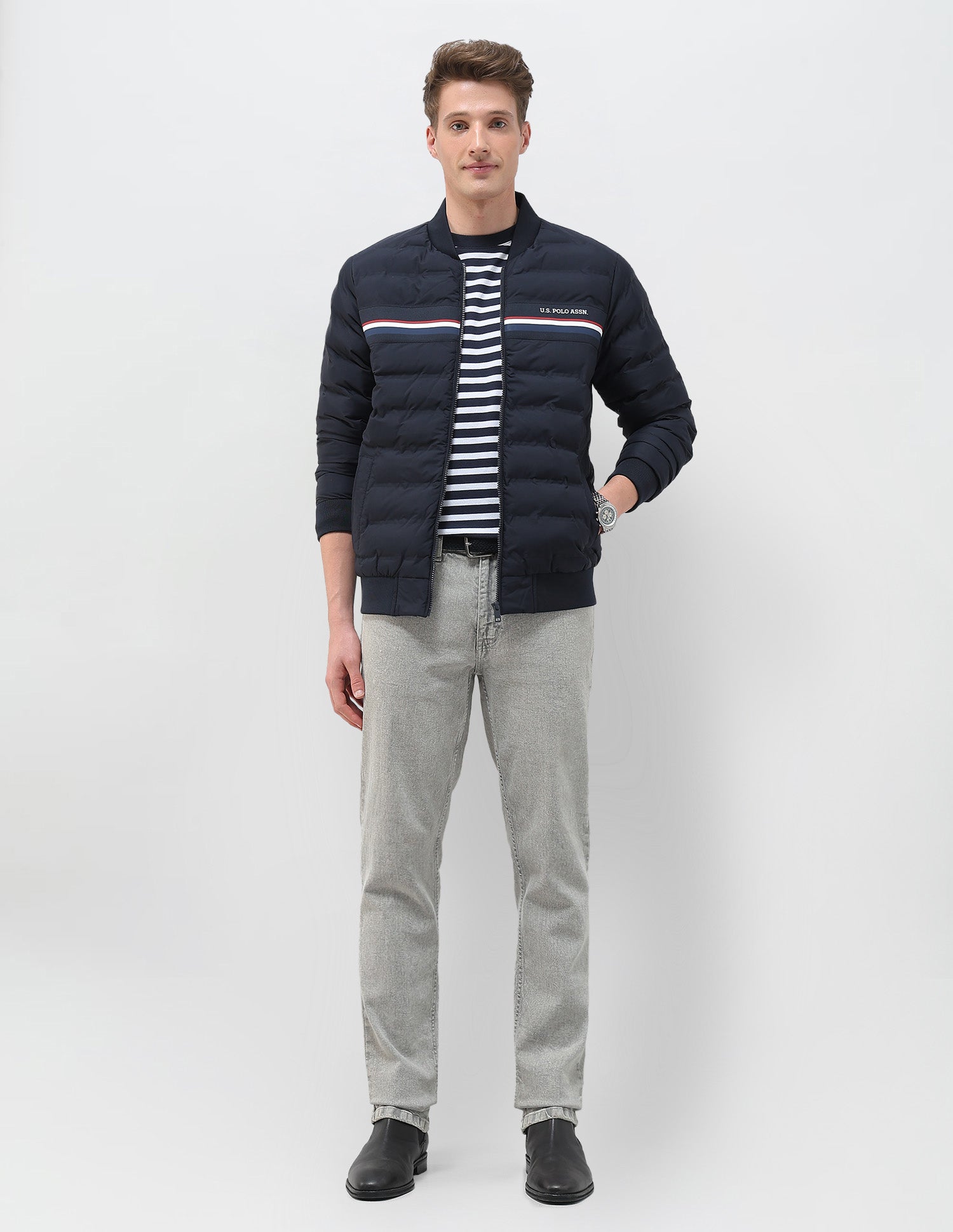 Puffer Baseball Collar Regular Fit Jacket Navy - U.S. Polo Assn. India | Large