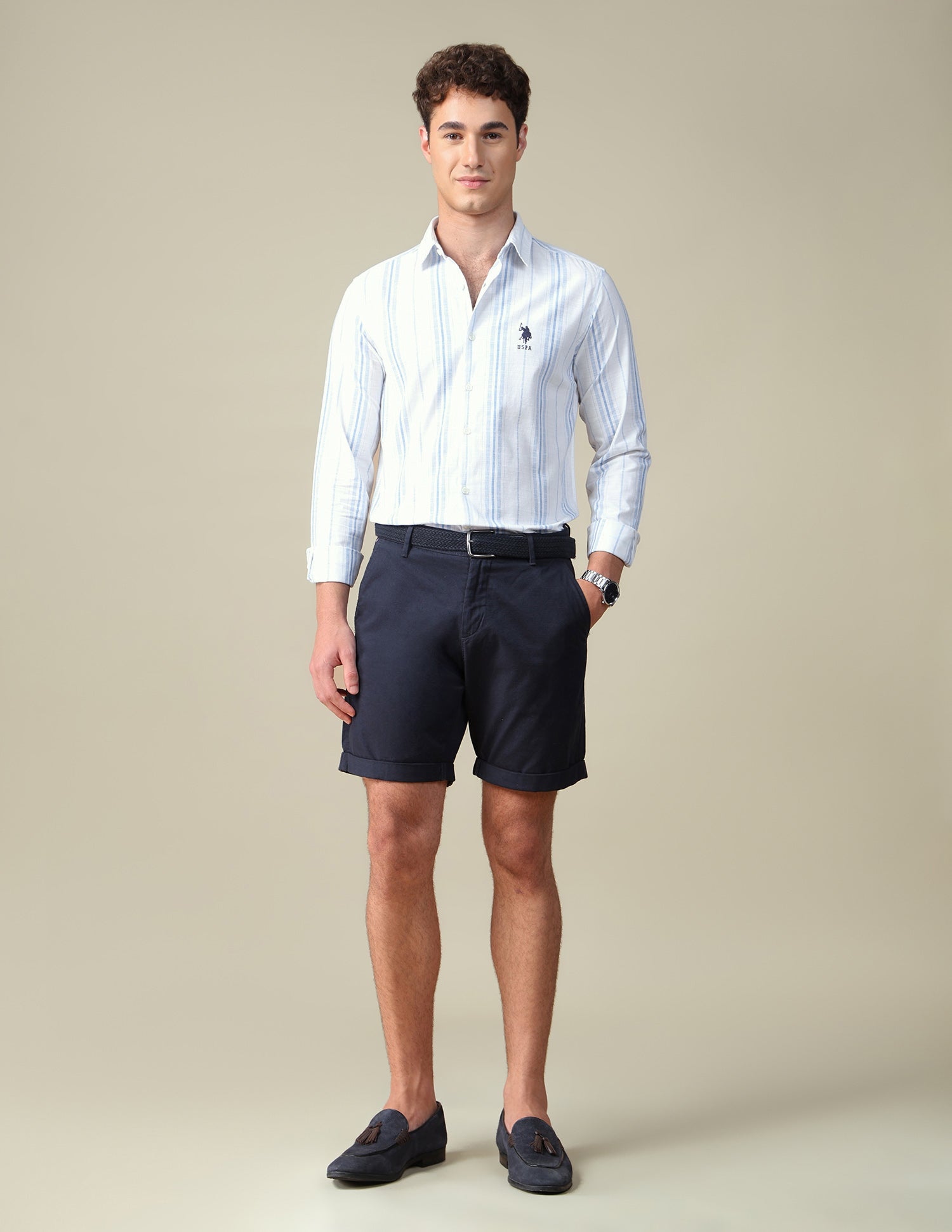 Vertical Striped Regular Fit Shirt Blue - U.S. Polo Assn. India | Large