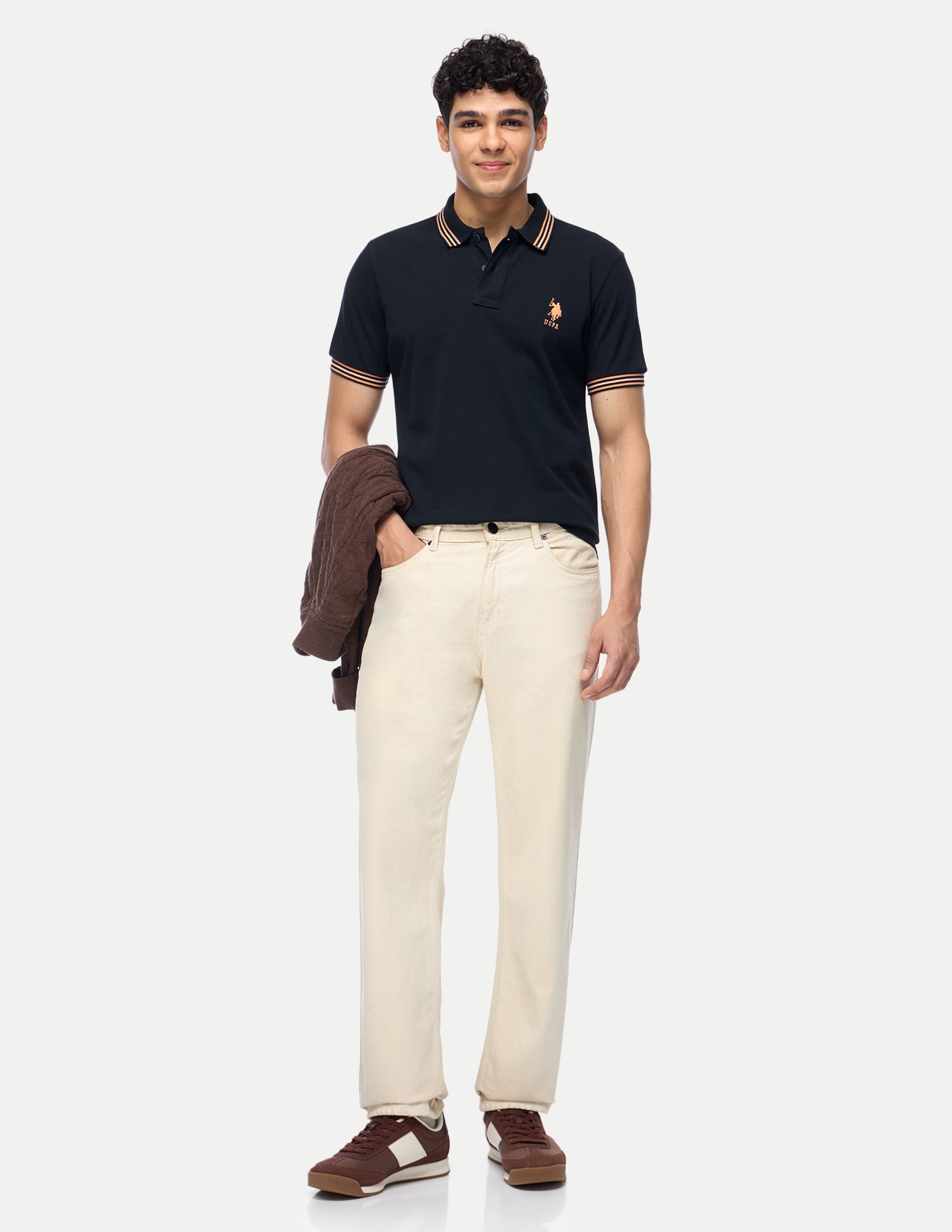 Solid Pure Cotton Polo Shirt Black - U.S. Polo Assn. India | Large