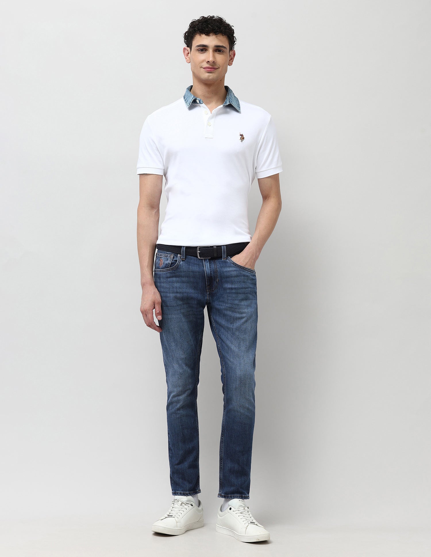 Henry Tapered Fit Blue Jeans Rags Wash - U.S. POLO ASSN. | Large