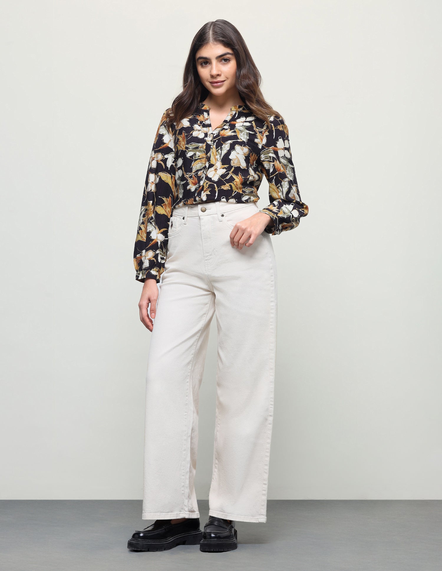 Floral Printed Relaxed Fit Top Black - U.S. Polo Assn. India | Large