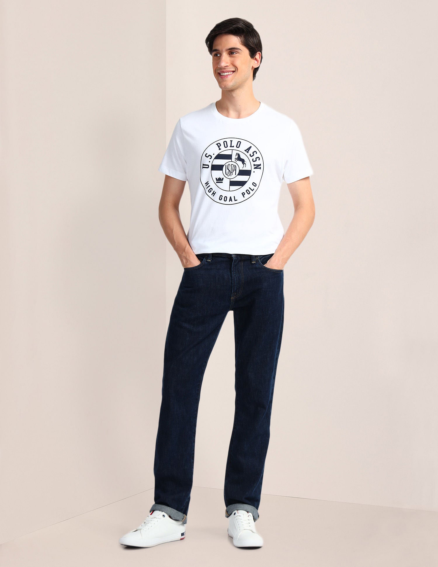 Brand Print Slim Fit T-Shirt White - U.S. Polo Assn. India | Large