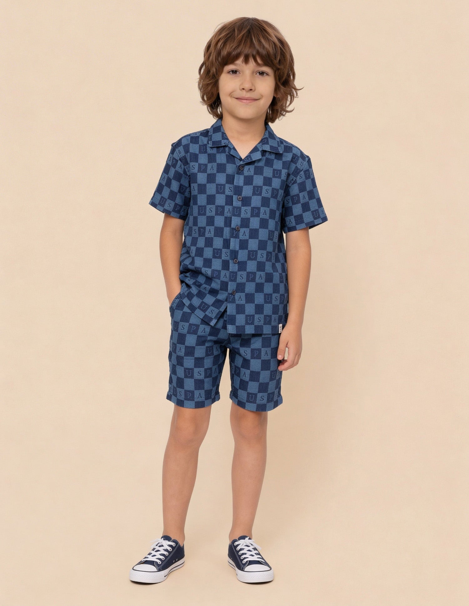 Chequer Brand Printed Dobby Shirt Light Indigo - U.S. Polo Assn. India | Large