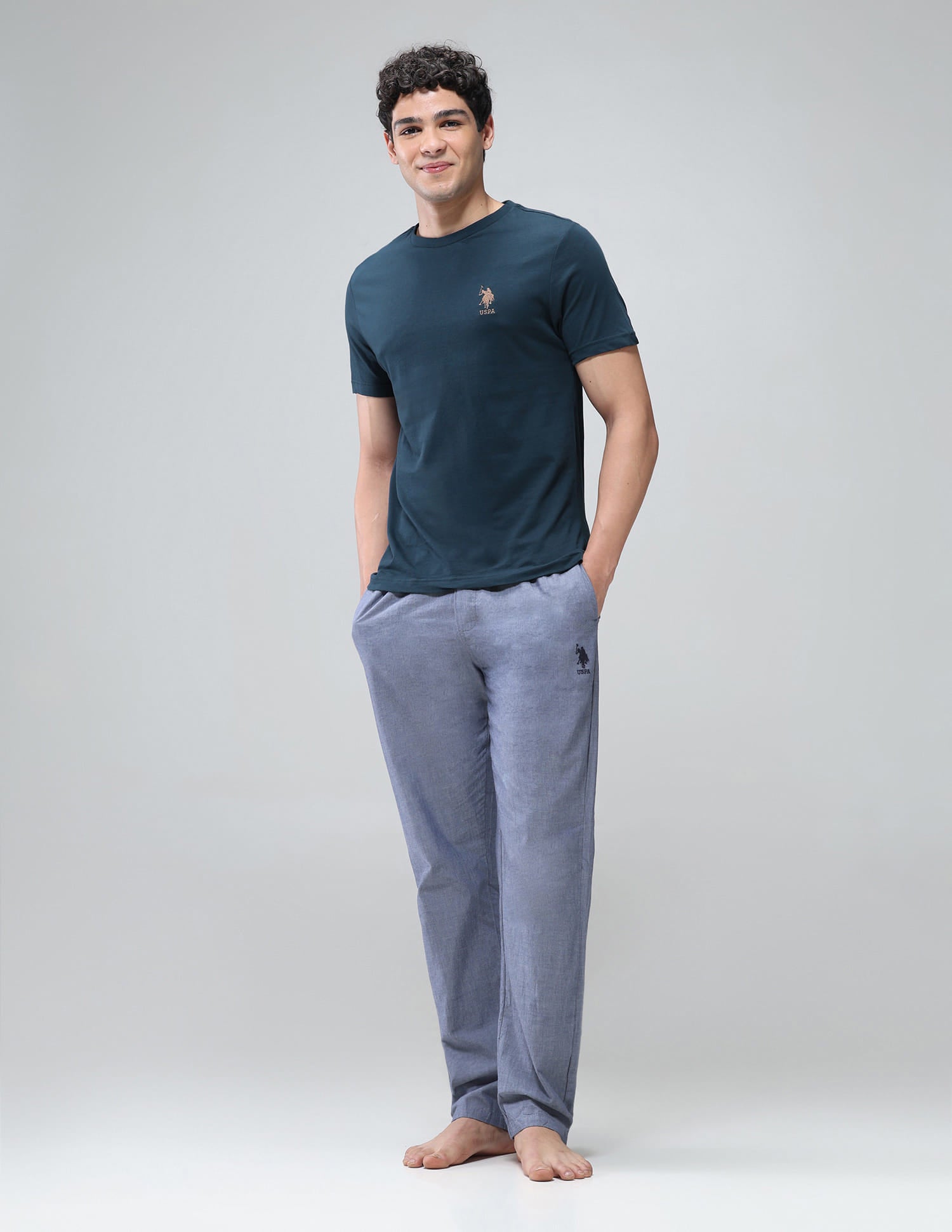 Pure Cotton Comfort Fit I633 Lounge T-Shirt - Pack Of 1 Teal - U.S. Polo Assn. India | Large