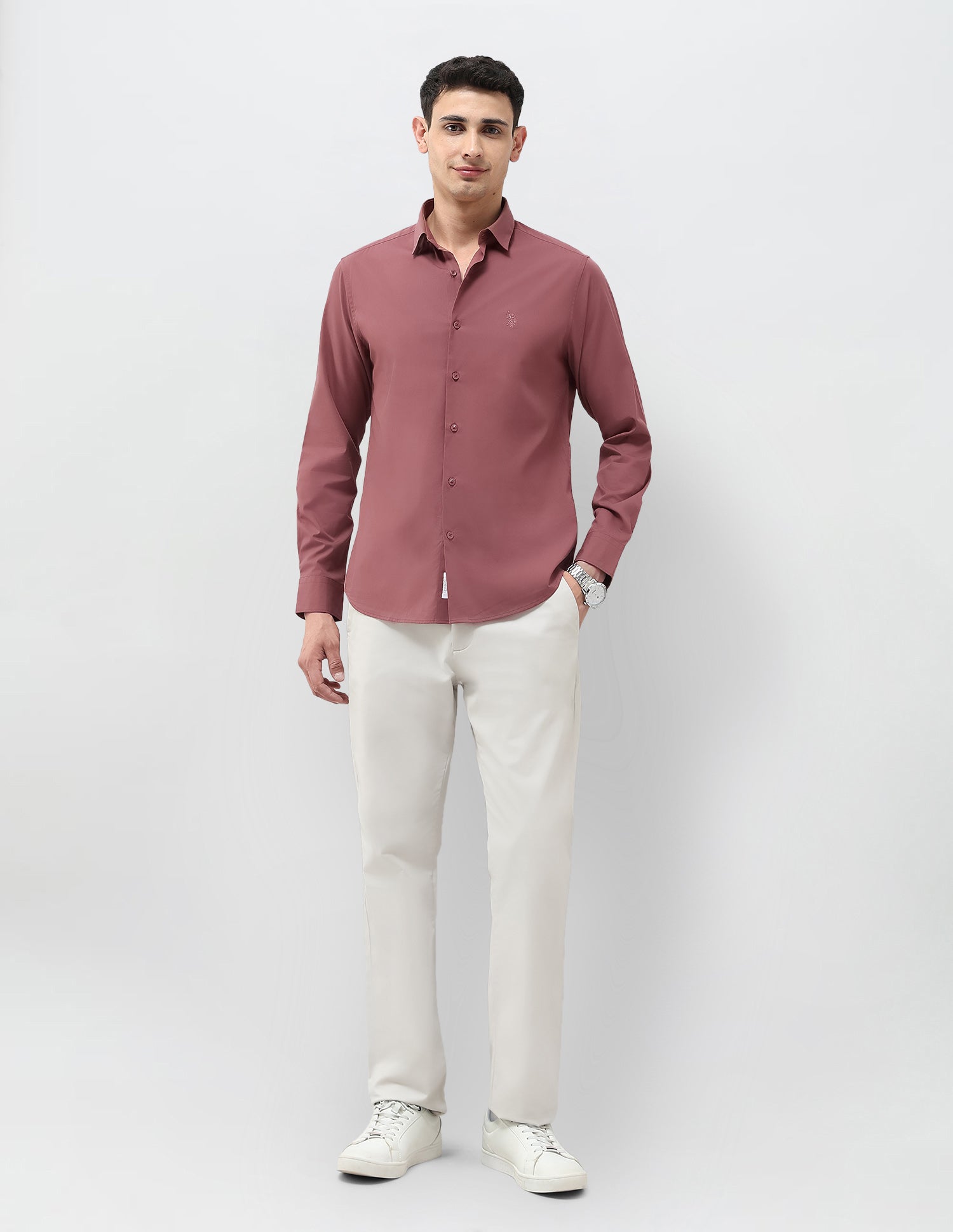 Solid Tailored Fit Shirt Dusty Pink - U.S. Polo Assn. India | Large