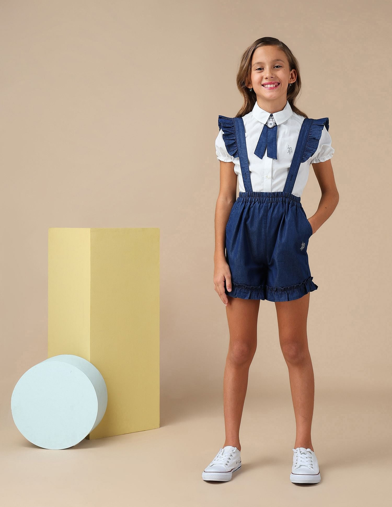 Girls Solid Regular Fit Top White - U.S. POLO ASSN. | Large