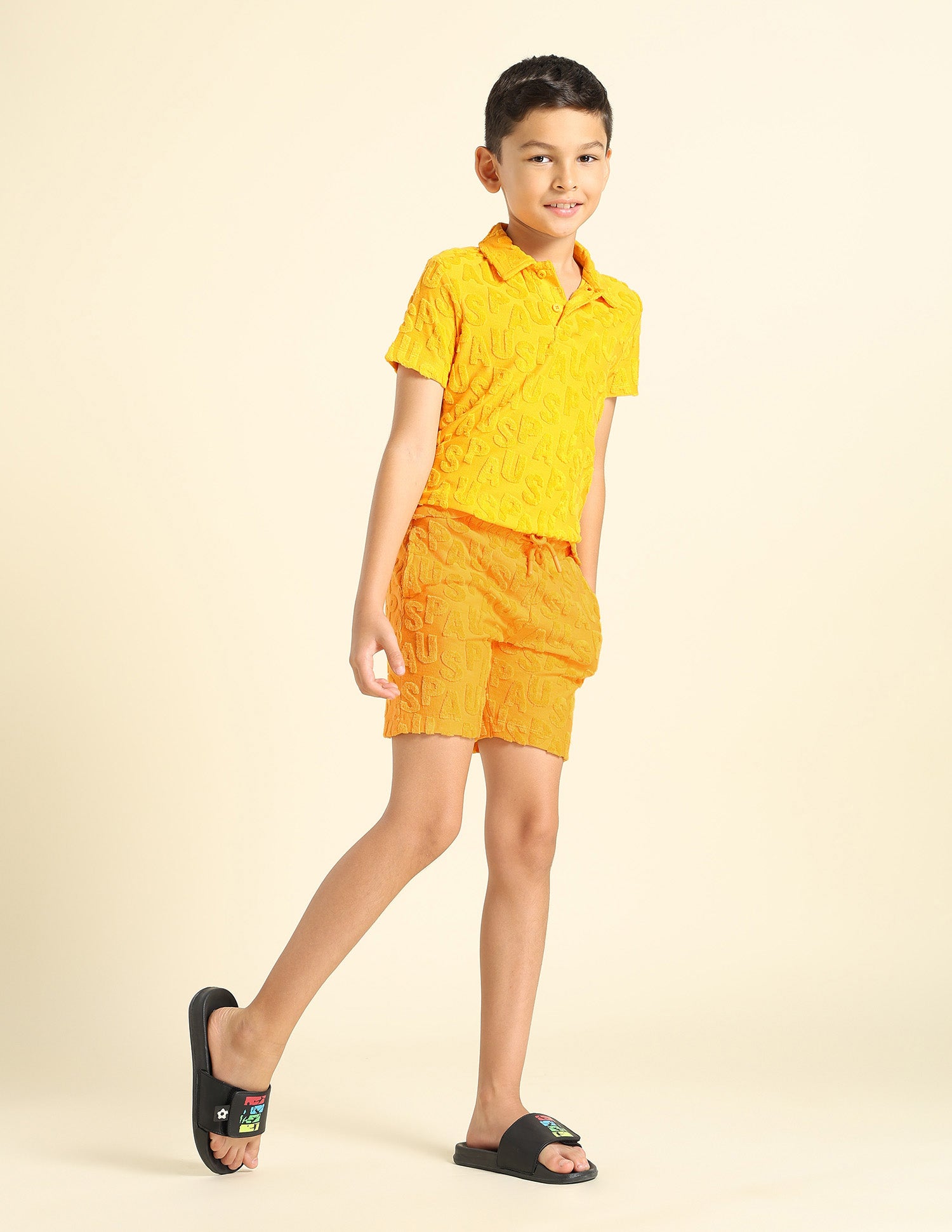 Boys Brand Appliqued Regular Fit Shorts Yellow - U.S. POLO ASSN. | Large