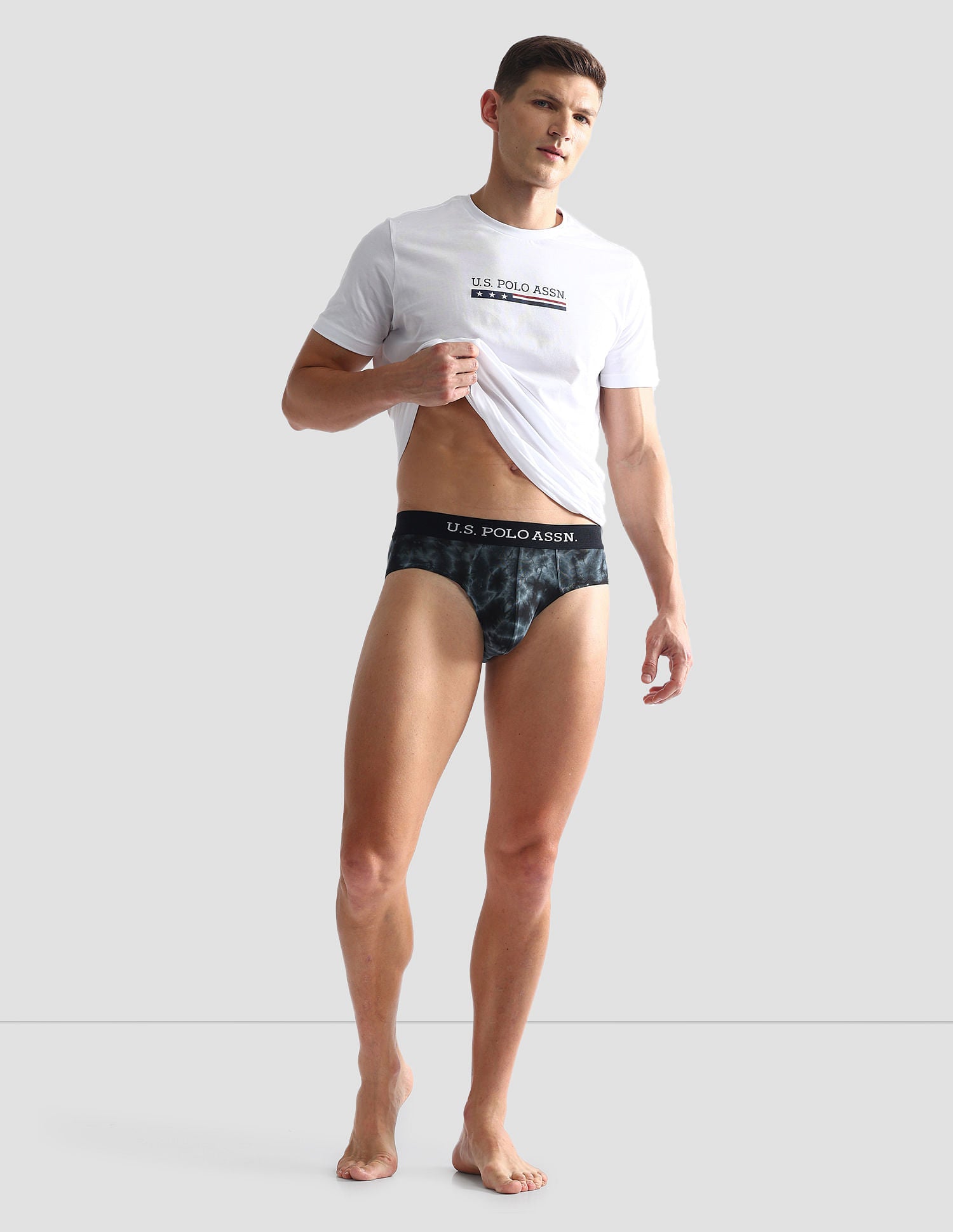 Cotton Stretch Tie Dye OEB03 Briefs - Pack Of 1 Black - U.S. POLO ASSN. | Large