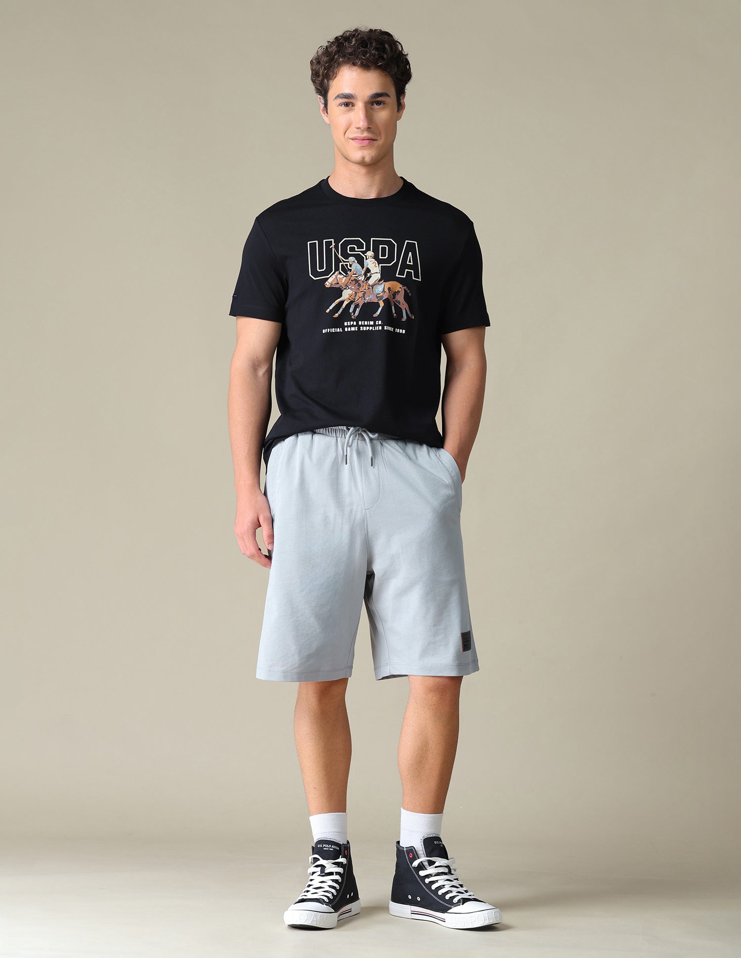 Regular Fit Knitted Shorts Grey - U.S. Polo Assn. India | Large
