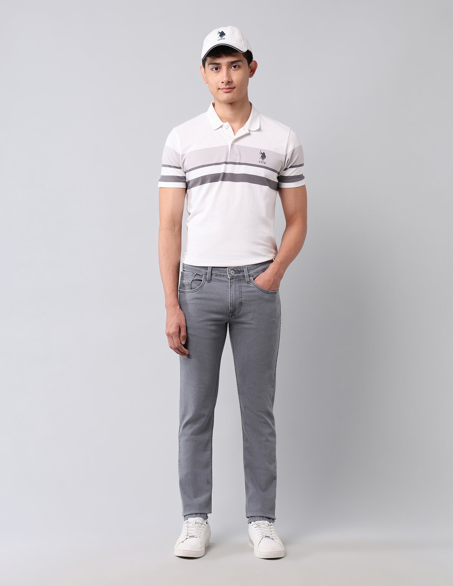 Regallo Skinny Fit Grey Jeans Grey - U.S. Polo Assn. India | Large