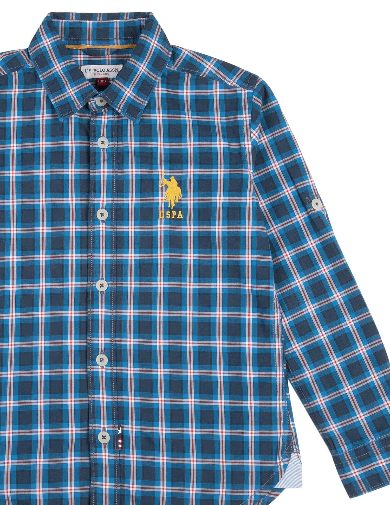 Boys Long Sleeve Check Shirt Blue - U.S. POLO ASSN. | Large