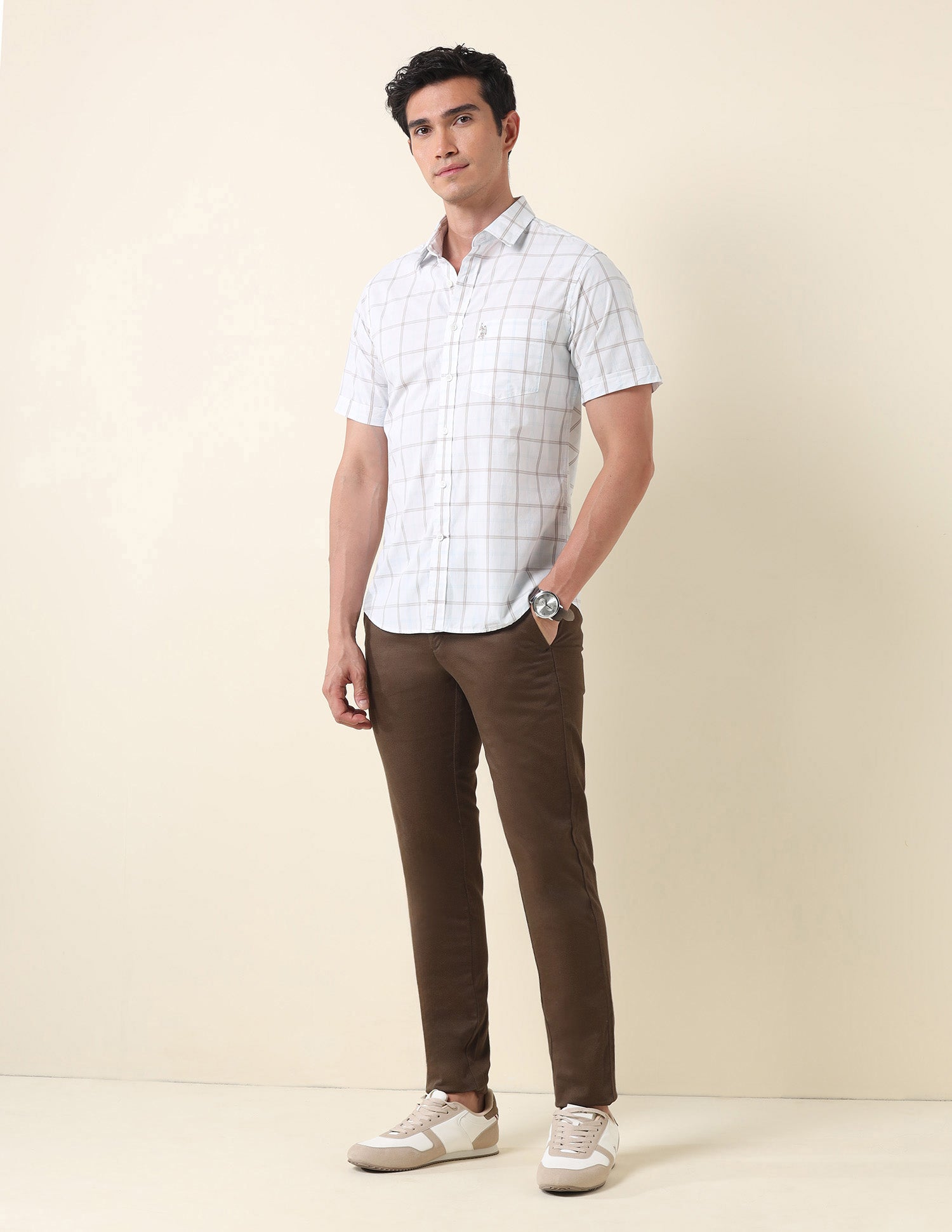 Pure Cotton Tailored Fit Shirt White - U.S. Polo Assn. India | Large