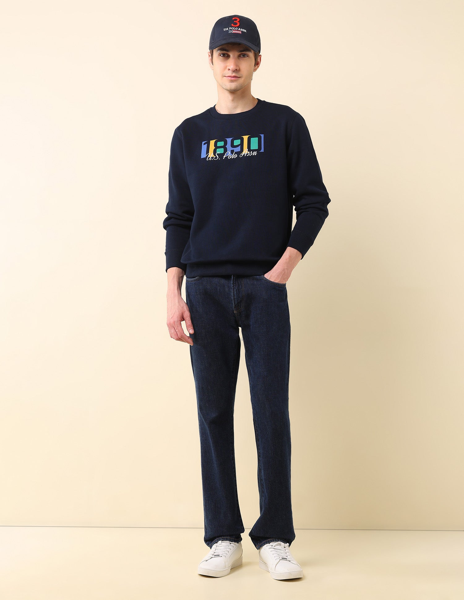 Brand Printed Classic Sweatshirt Navy - U.S. POLO ASSN. | Large