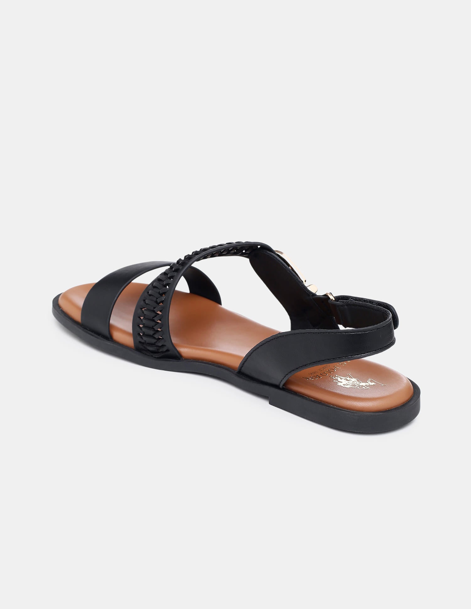 Women Axelle Patterned Vamp Strap Sandals Black - U.S. Polo Assn. India | Large