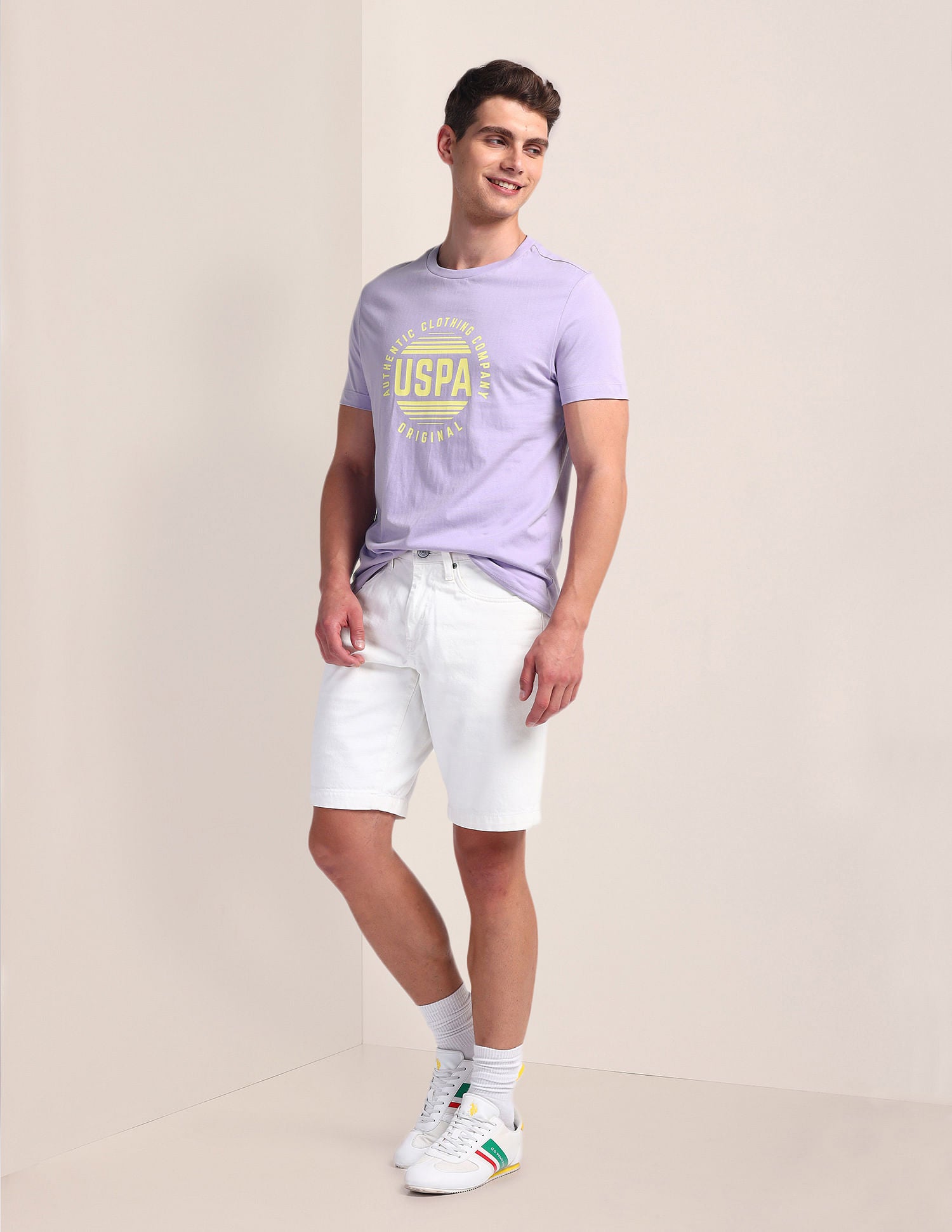 Brand Print Slim Fit T-Shirt Purple - U.S. Polo Assn. India | Large