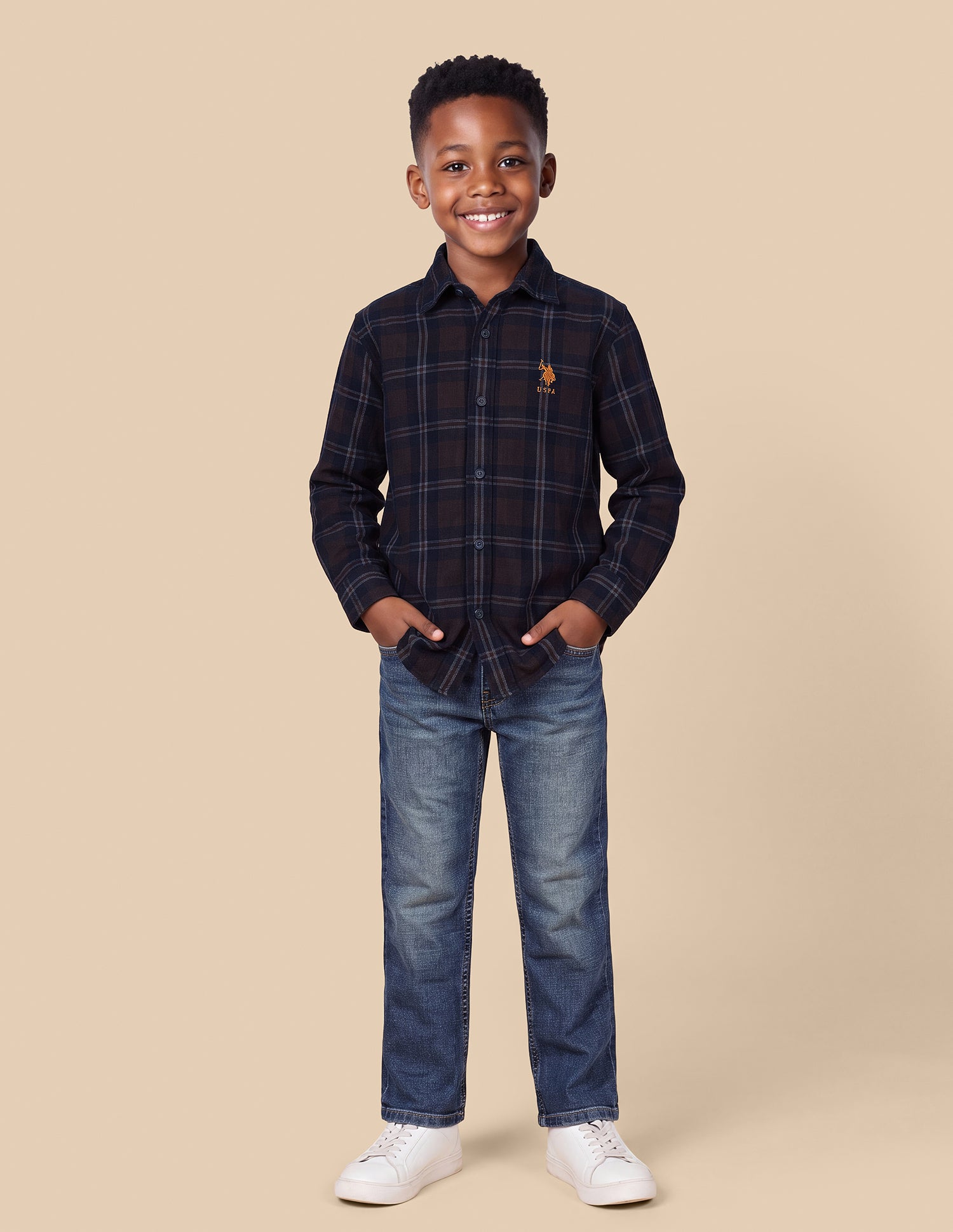 Corduroy Plaid Checked Shirt Brown - U.S. Polo Assn. India | Large