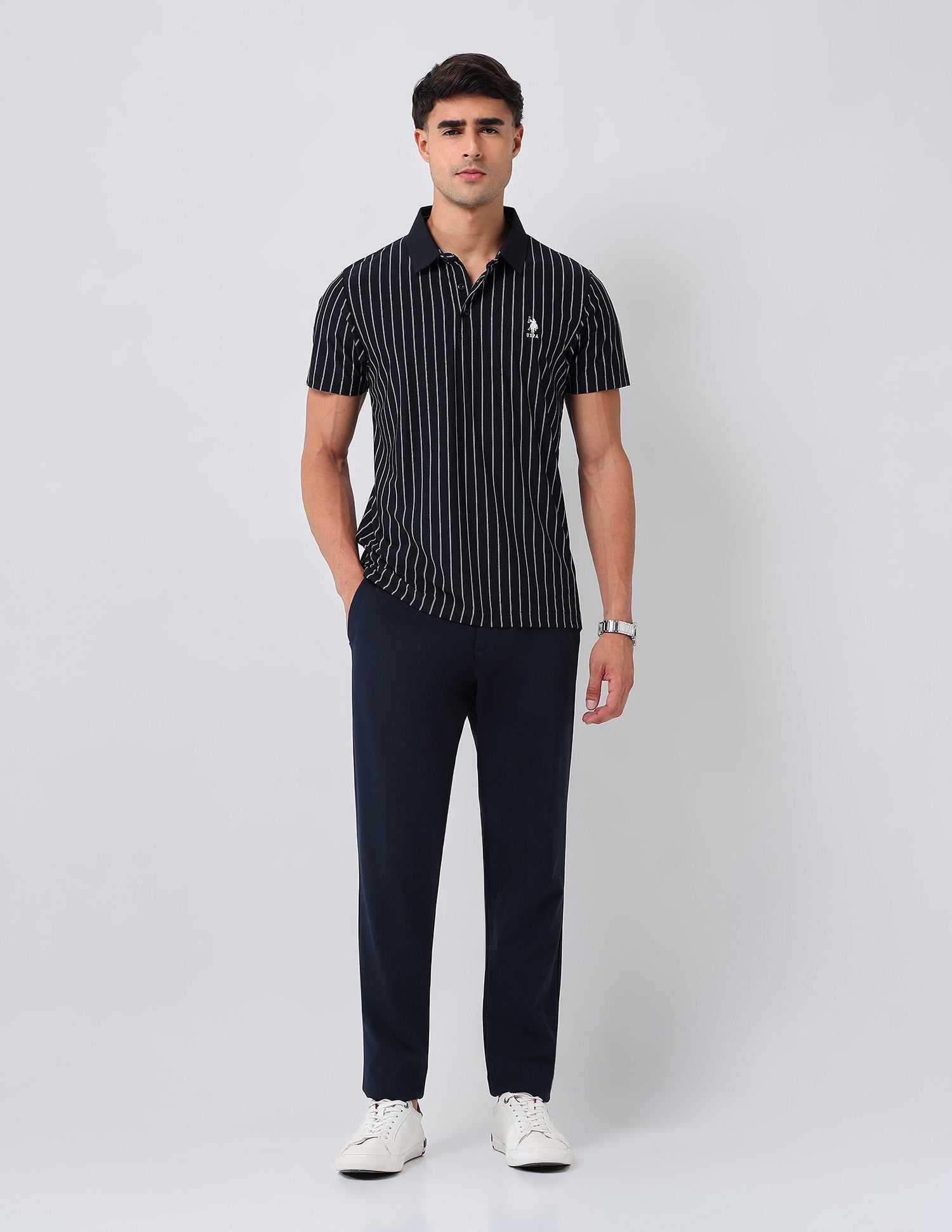 Vertical Striped Regular Fit Polo Shirt Navy - U.S. POLO ASSN. | Large