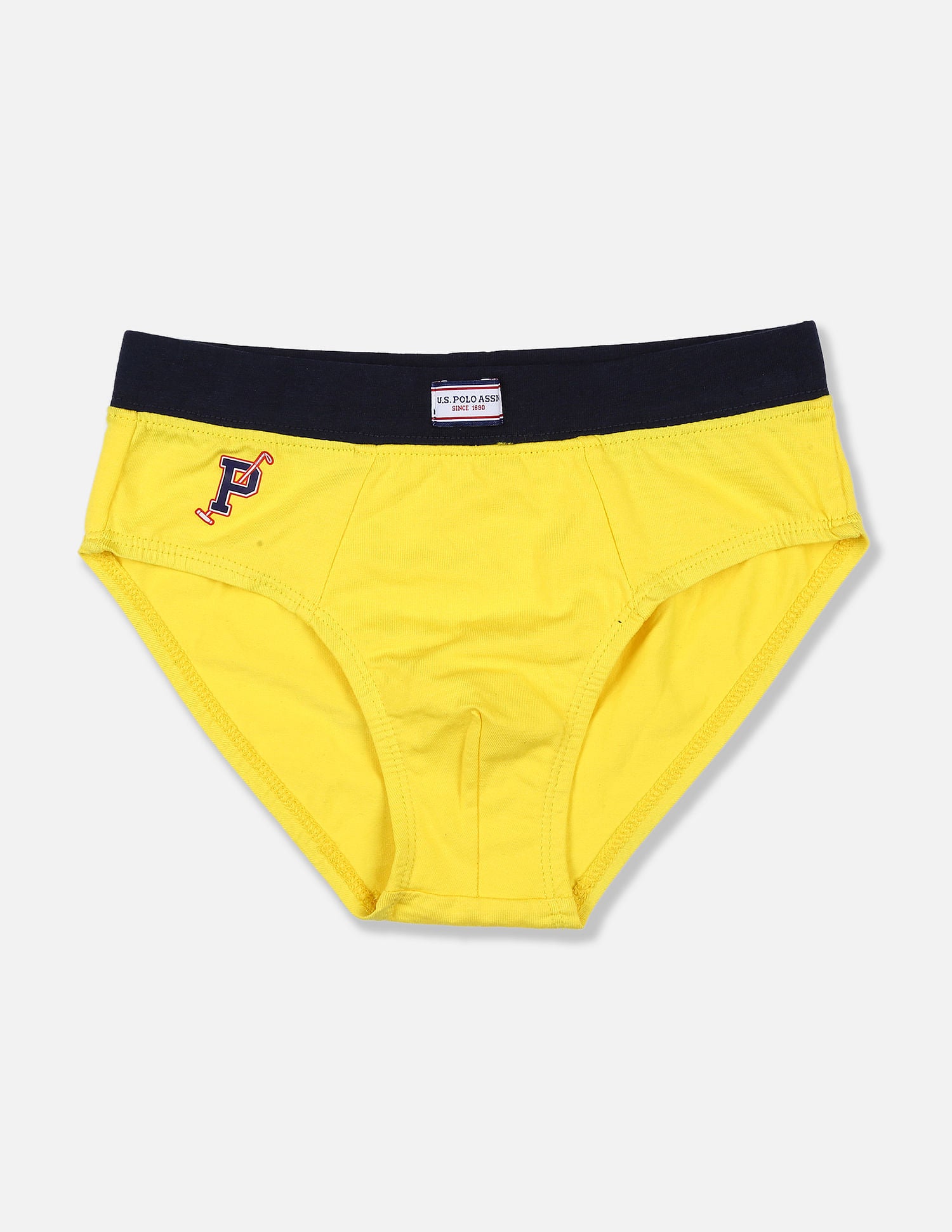 Solid Cotton Spandex IKBA Briefs - Pack Of 3 Blue, Yellow and Orange - U.S. POLO ASSN. | Large