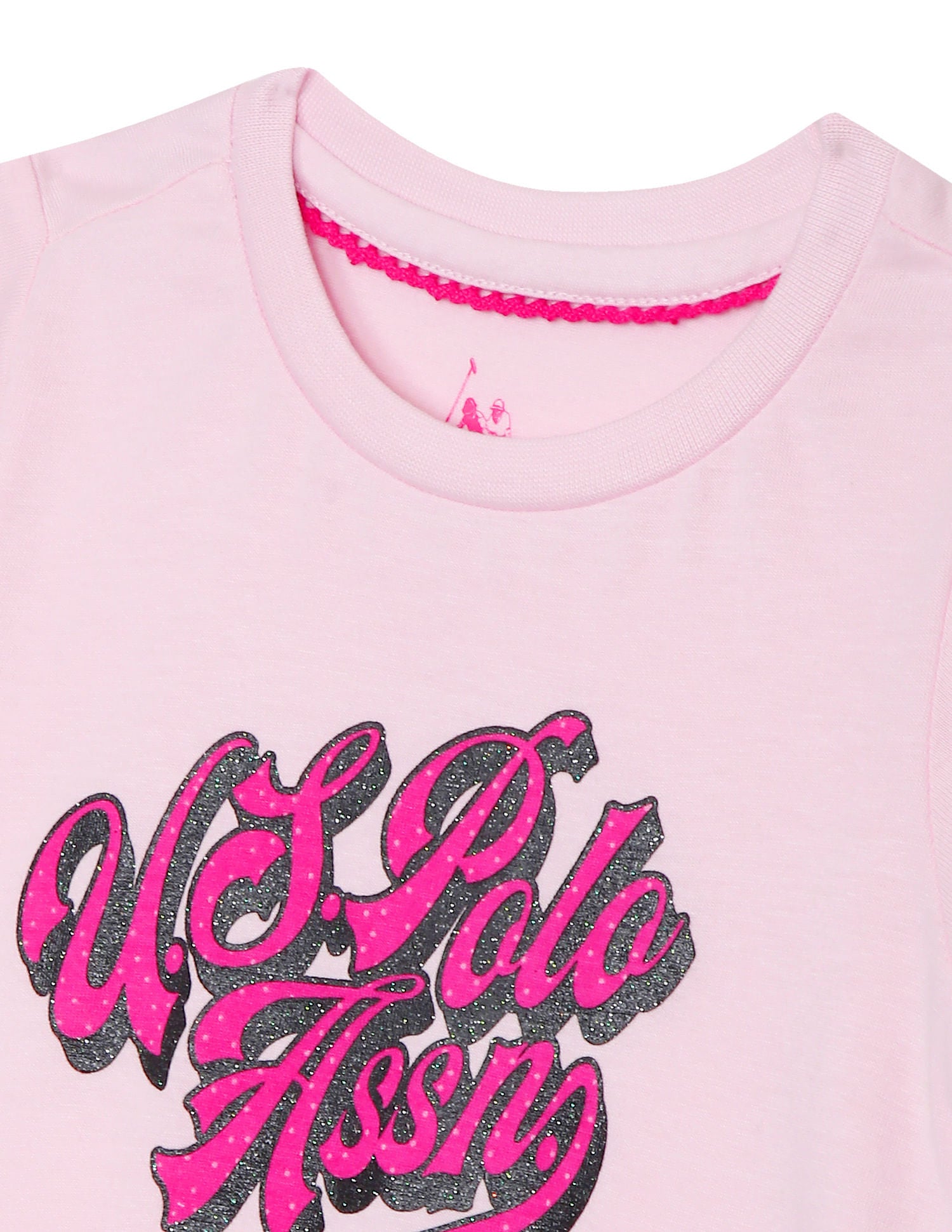 Crew Neck Brand Print T-Shirt Light Pink - U.S. POLO ASSN. | Large