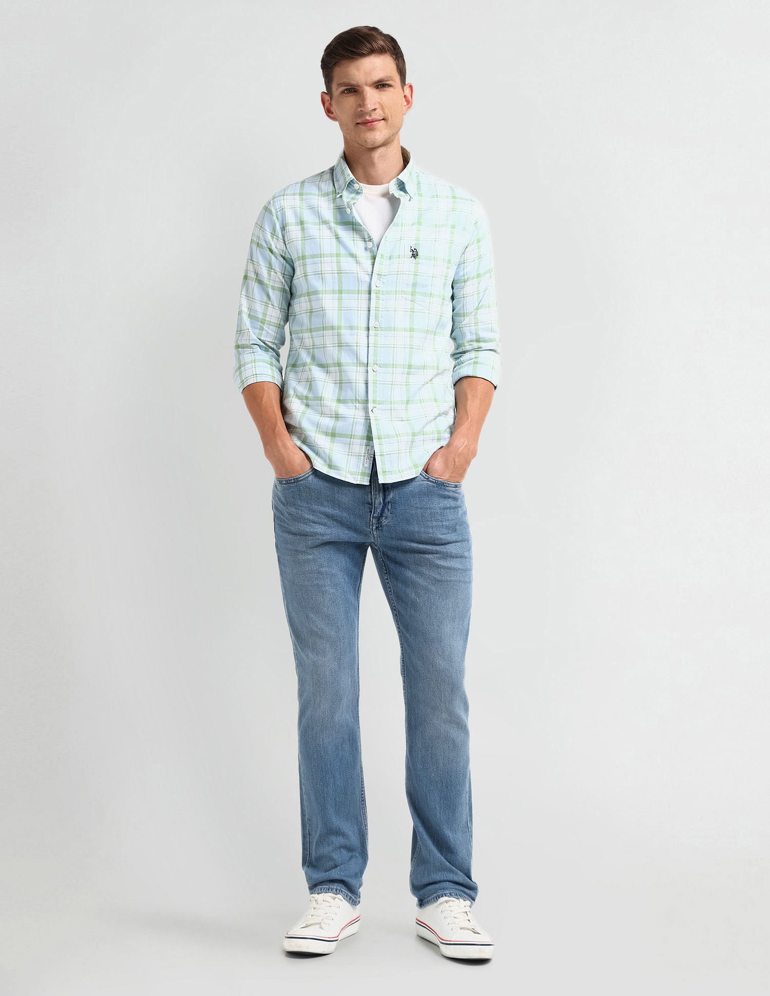 Harold Slim-Straight Fit Blue Jeans Blue - U.S. Polo Assn. India | Large