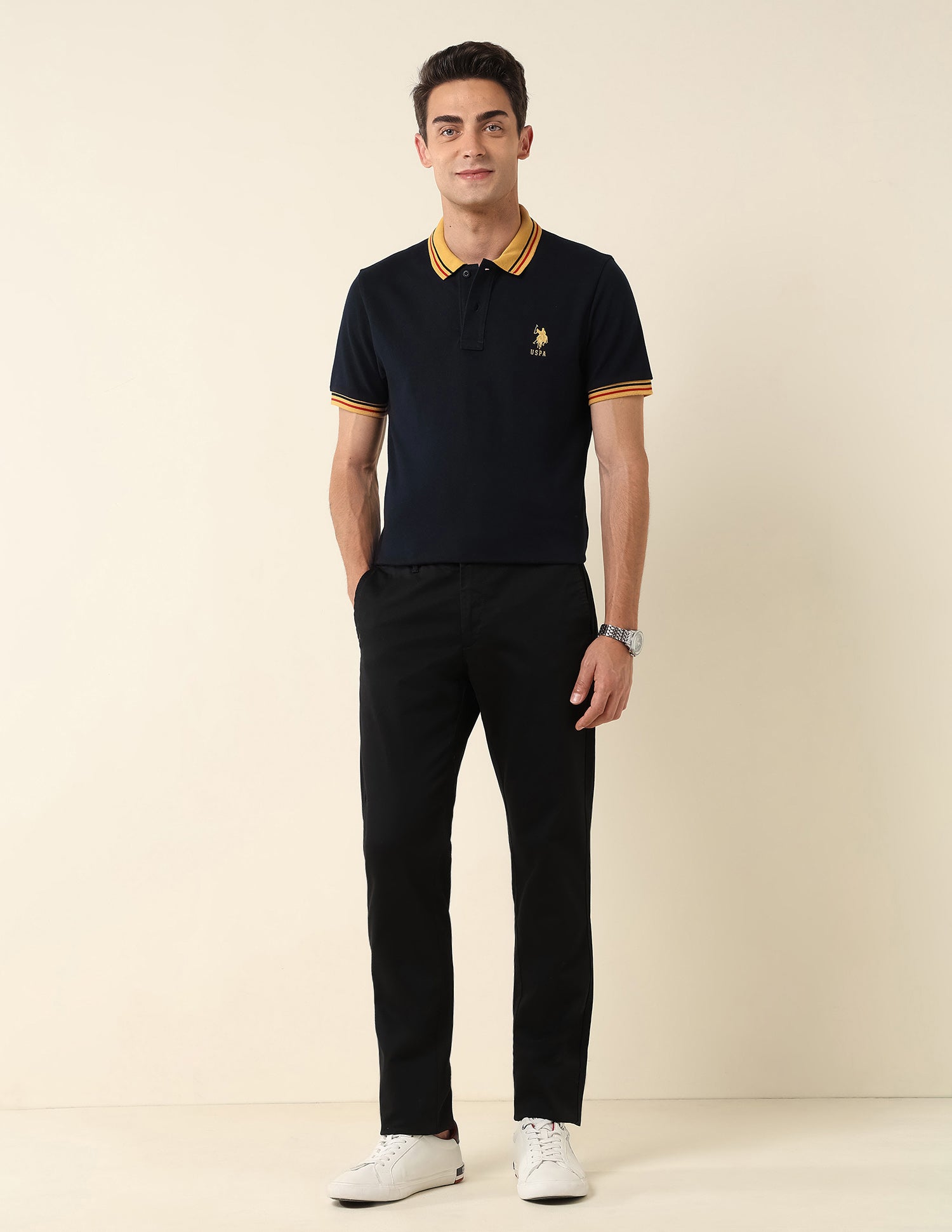 Pure Cotton Slim Fit Polo Shirt Navy - U.S. Polo Assn. India | Large