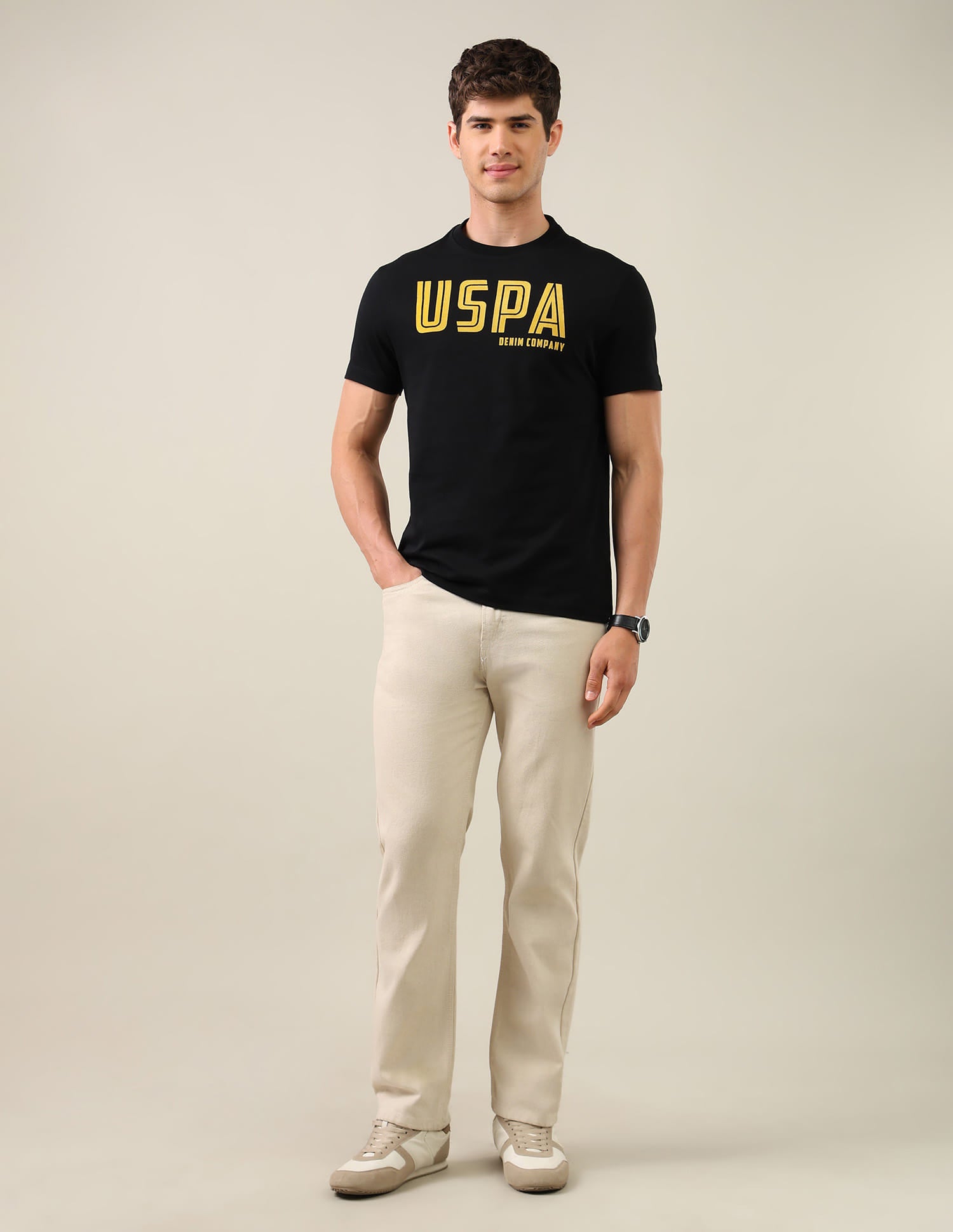 Typographic Printed Regular Fit T-Shirt Grey - U.S. Polo Assn. India | Large